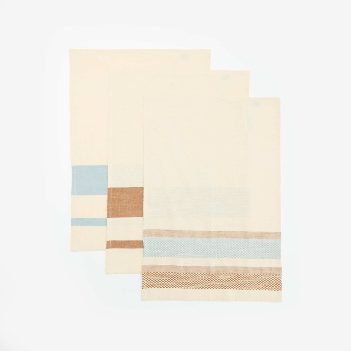 Set of 3 Printed Tea Towels BLUE