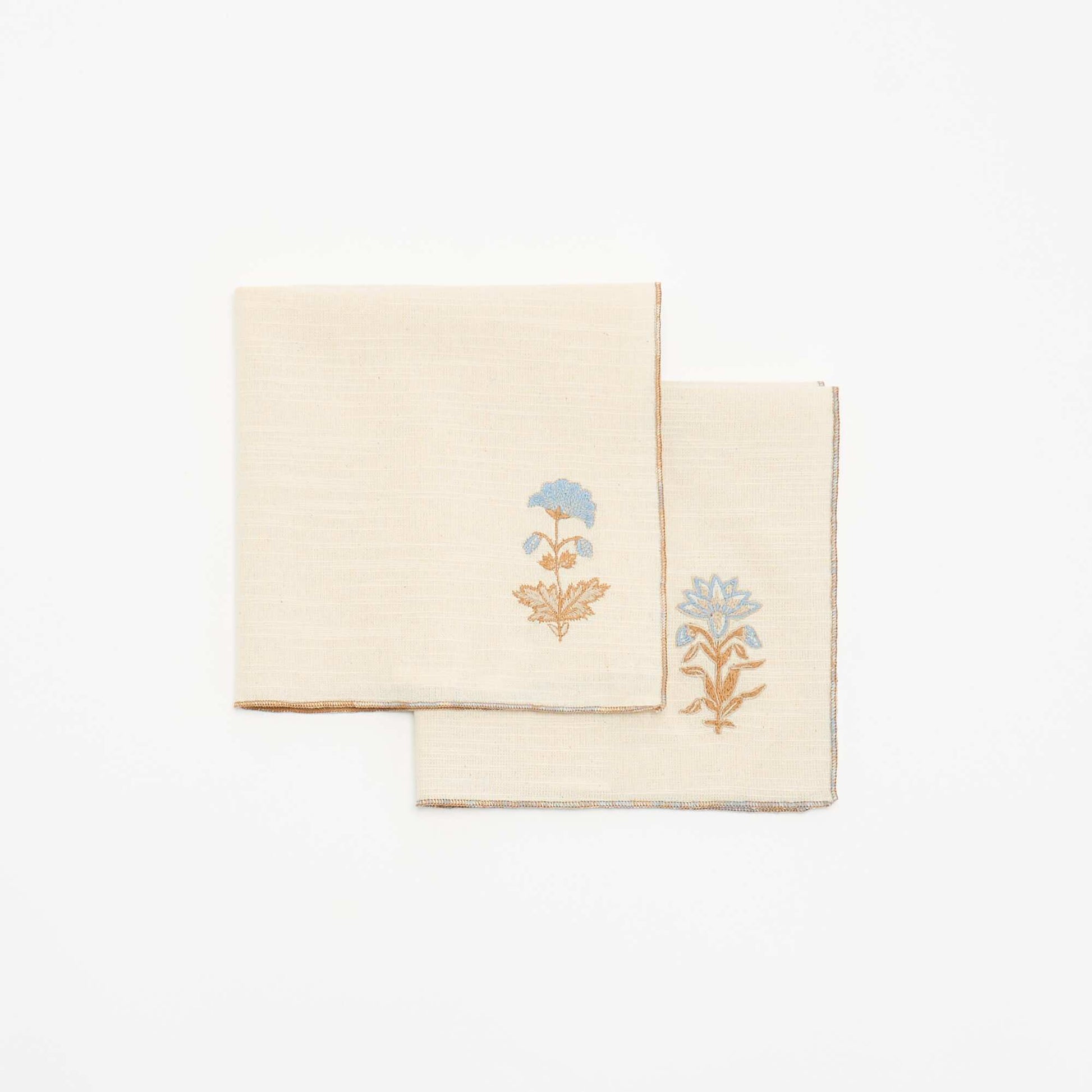 Set of 2 embroidered table napkins BEIGE