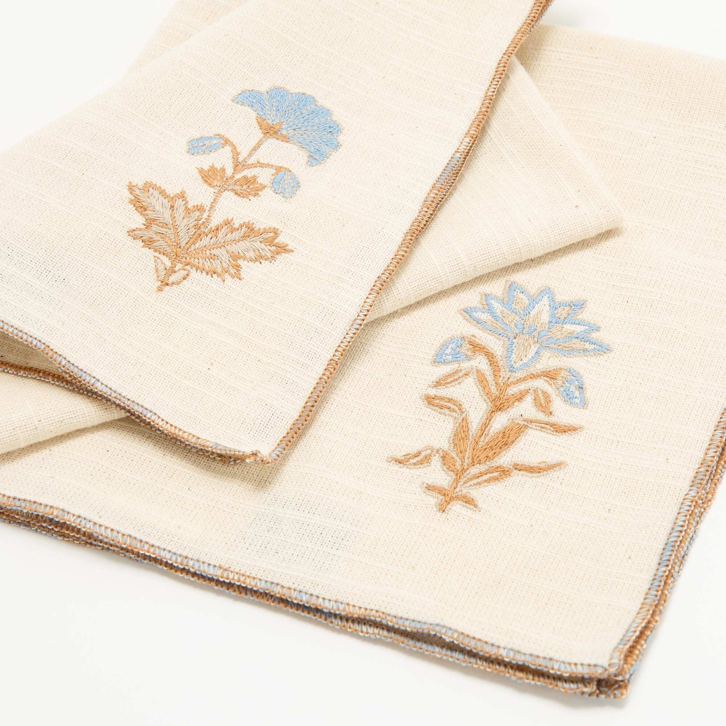 Set of 2 embroidered table napkins BEIGE