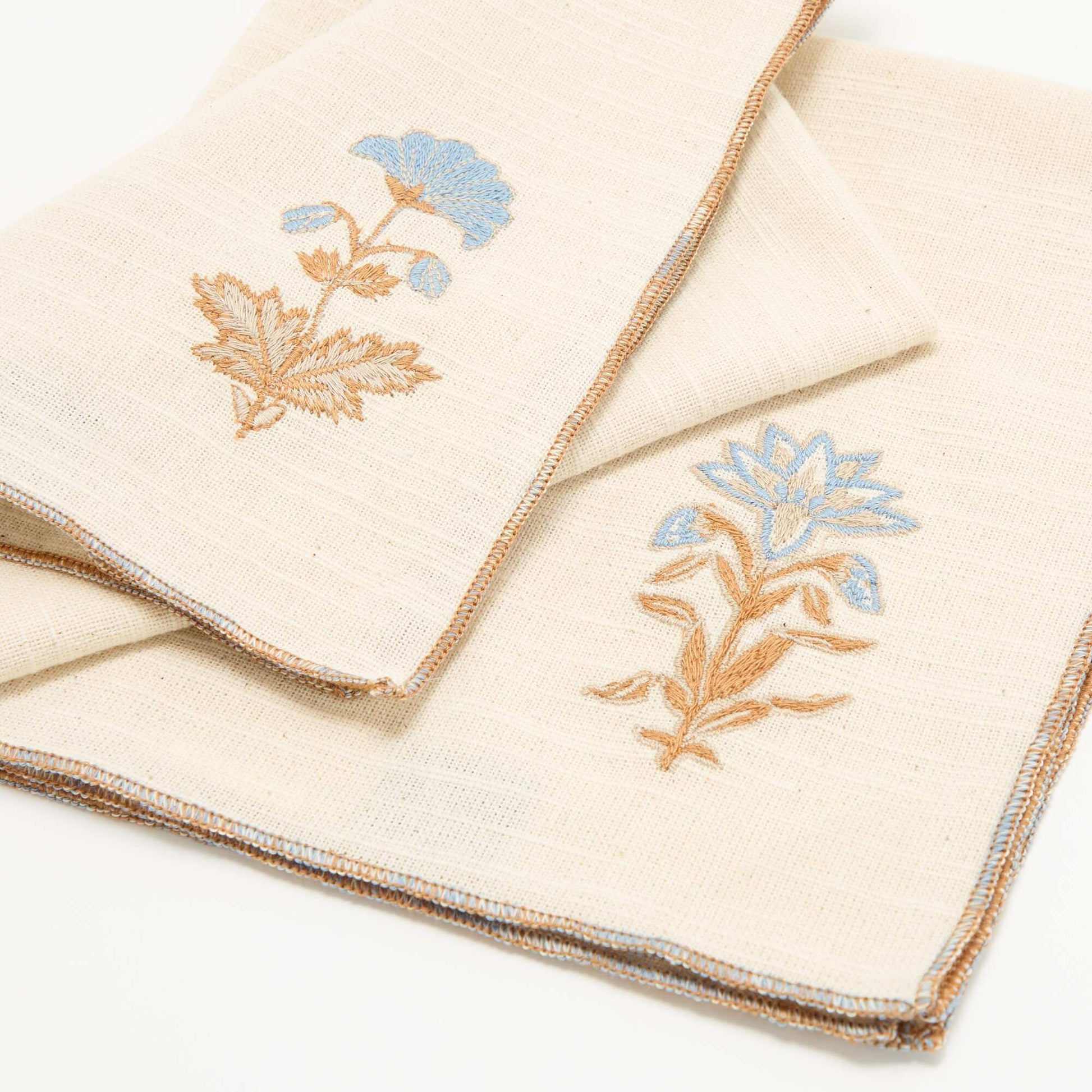 Set of 2 embroidered table napkins BEIGE