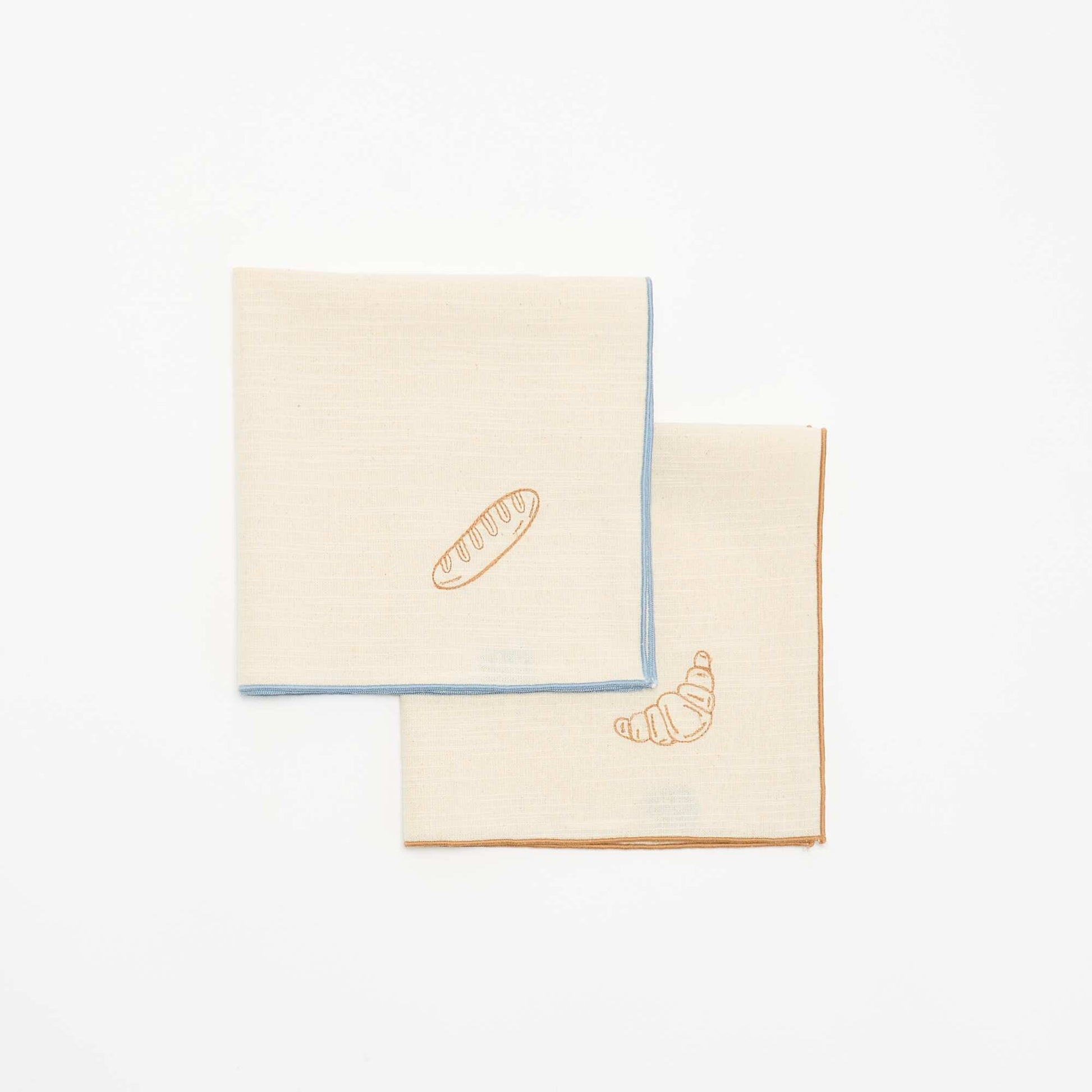 Set of 2 embroidered table napkins BEIGE