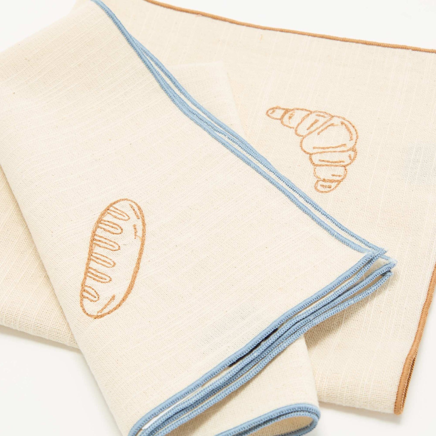 Set of 2 embroidered table napkins BEIGE