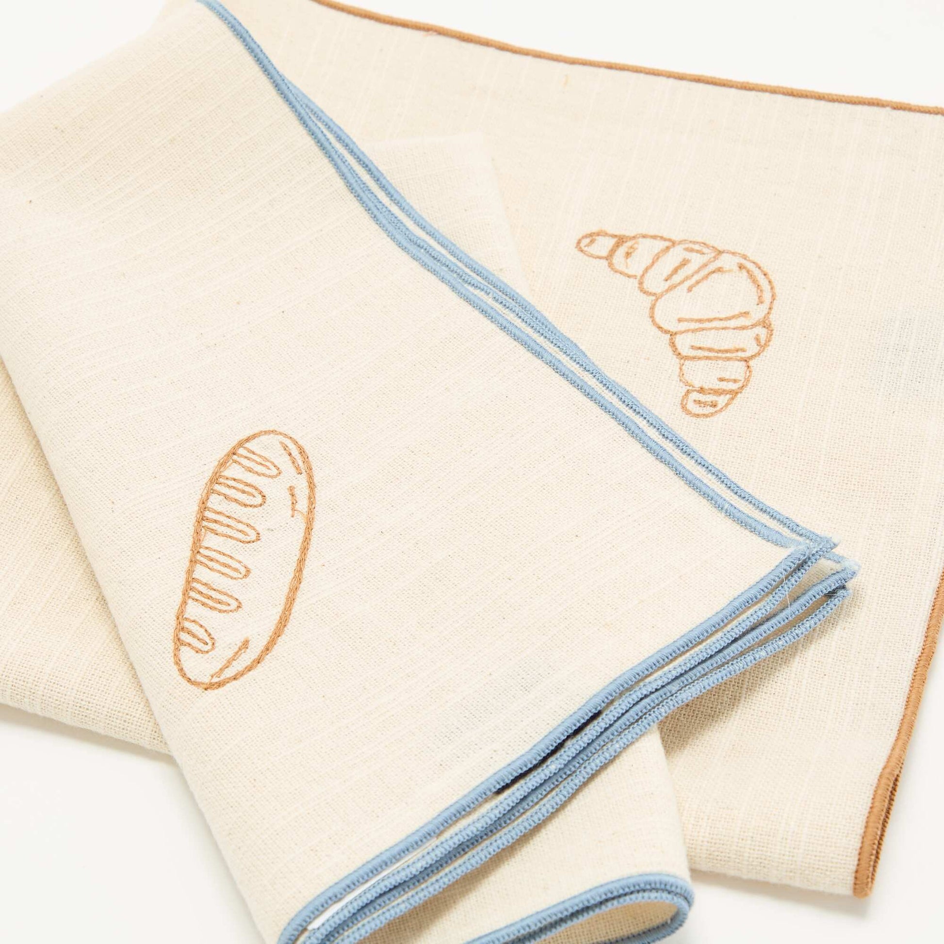 Set of 2 embroidered table napkins BEIGE