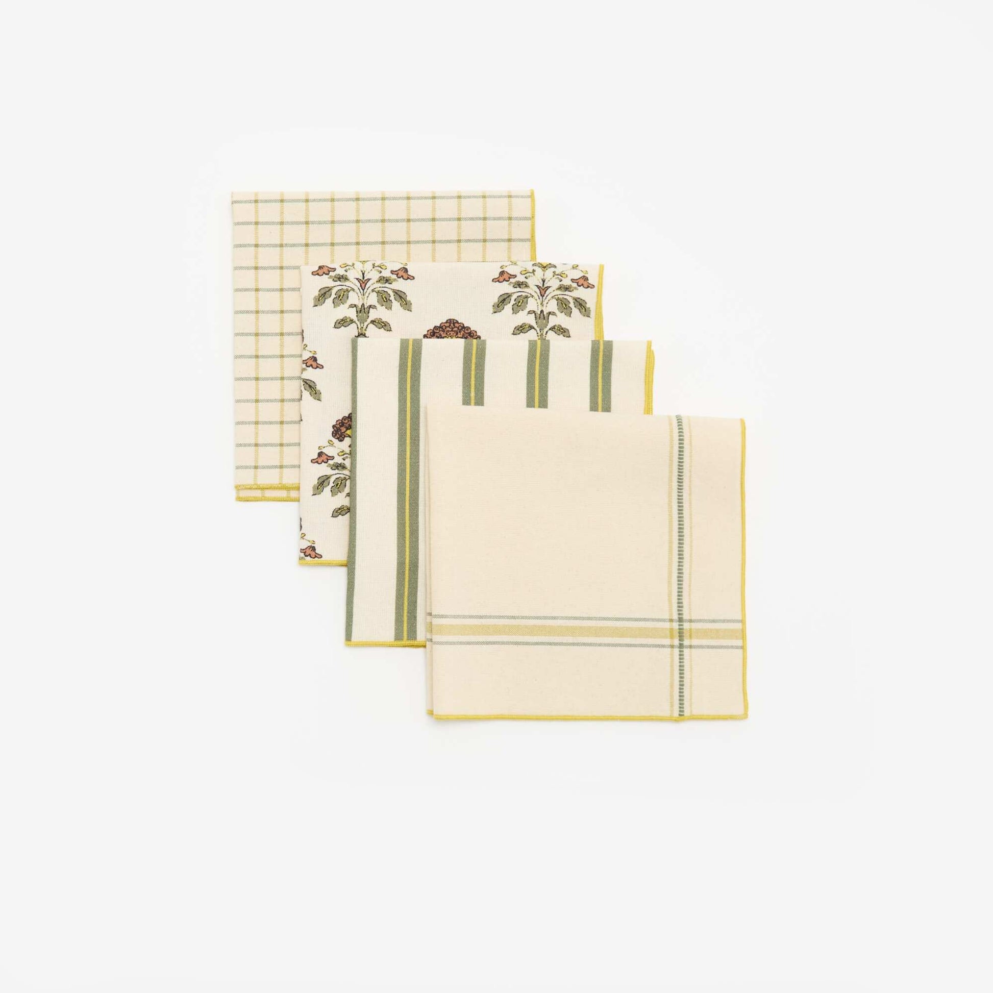 Set of 2 Plain 2-in-1 Placemats/Napkins 40 x 40 cm GREEN