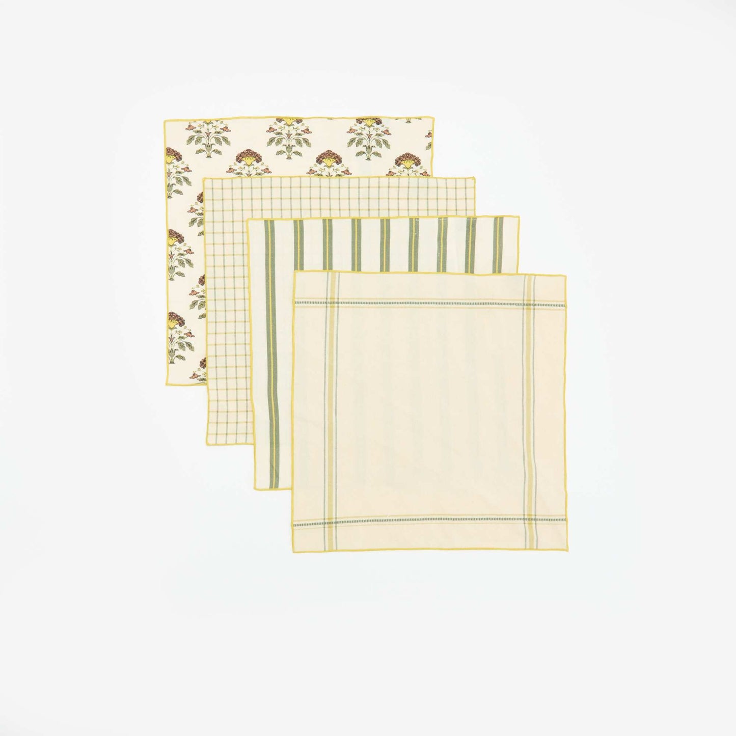 Set of 2 Plain 2-in-1 Placemats/Napkins 40 x 40 cm GREEN