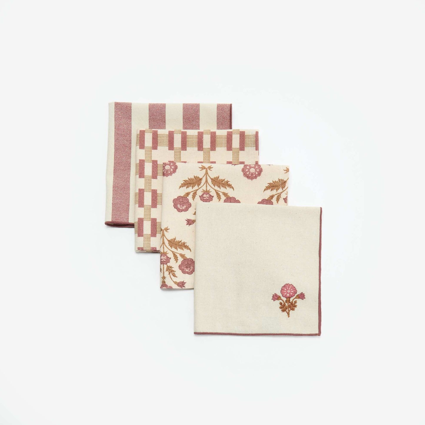 Set of 2 Plain 2-in-1 Placemats/Napkins 40 x 40 cm PINK