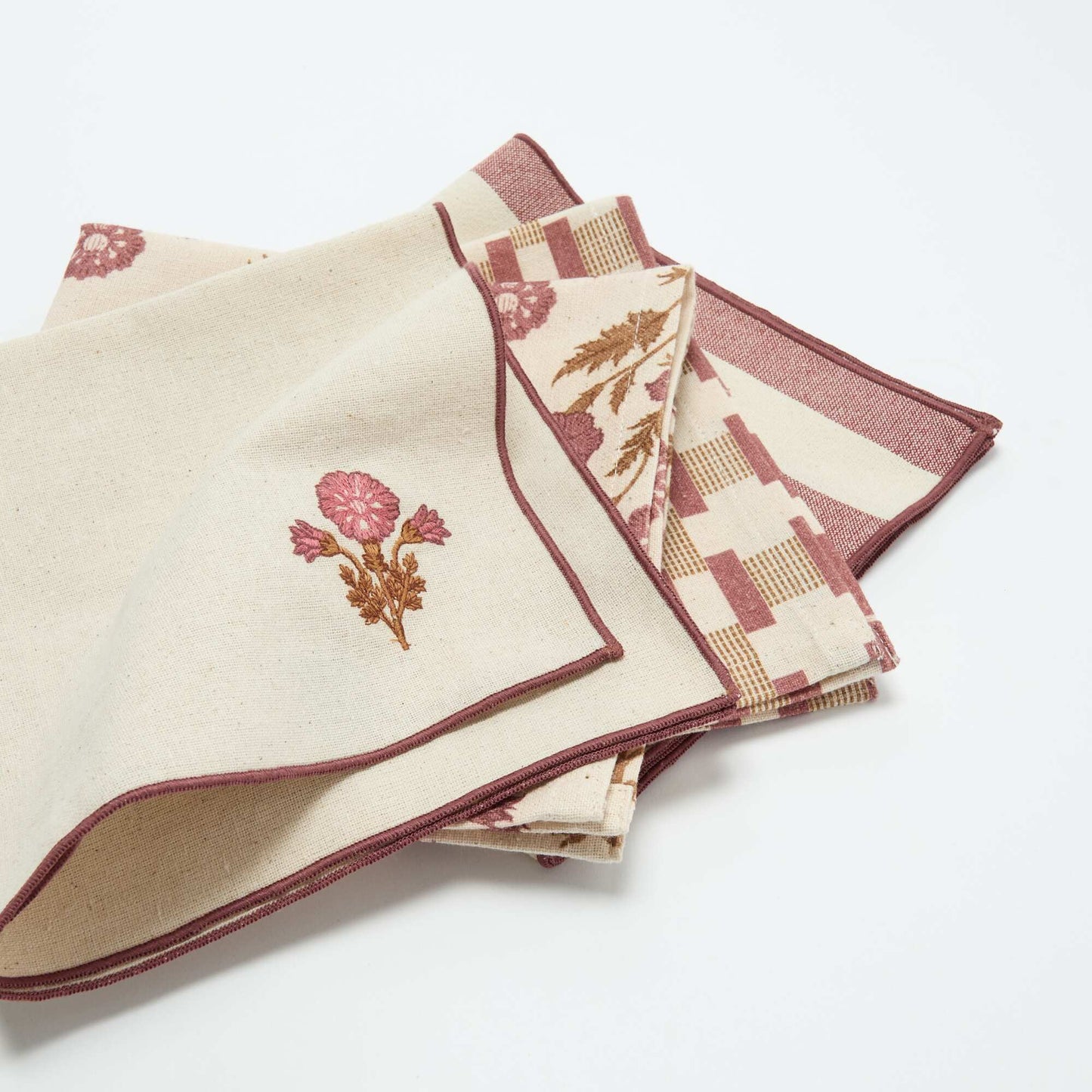 Set of 2 Plain 2-in-1 Placemats/Napkins 40 x 40 cm PINK