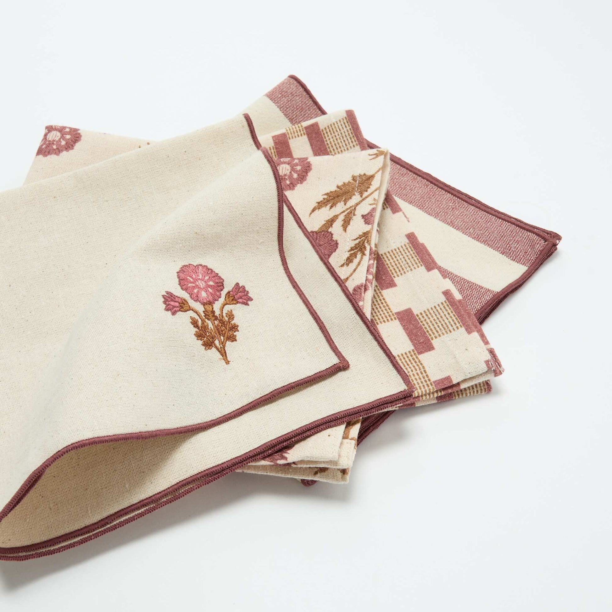 Set of 2 Plain 2-in-1 Placemats/Napkins 40 x 40 cm PINK