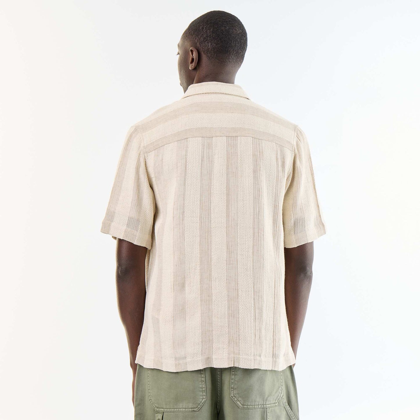 Crochet Knit Short-Sleeved Shirt BEIGE