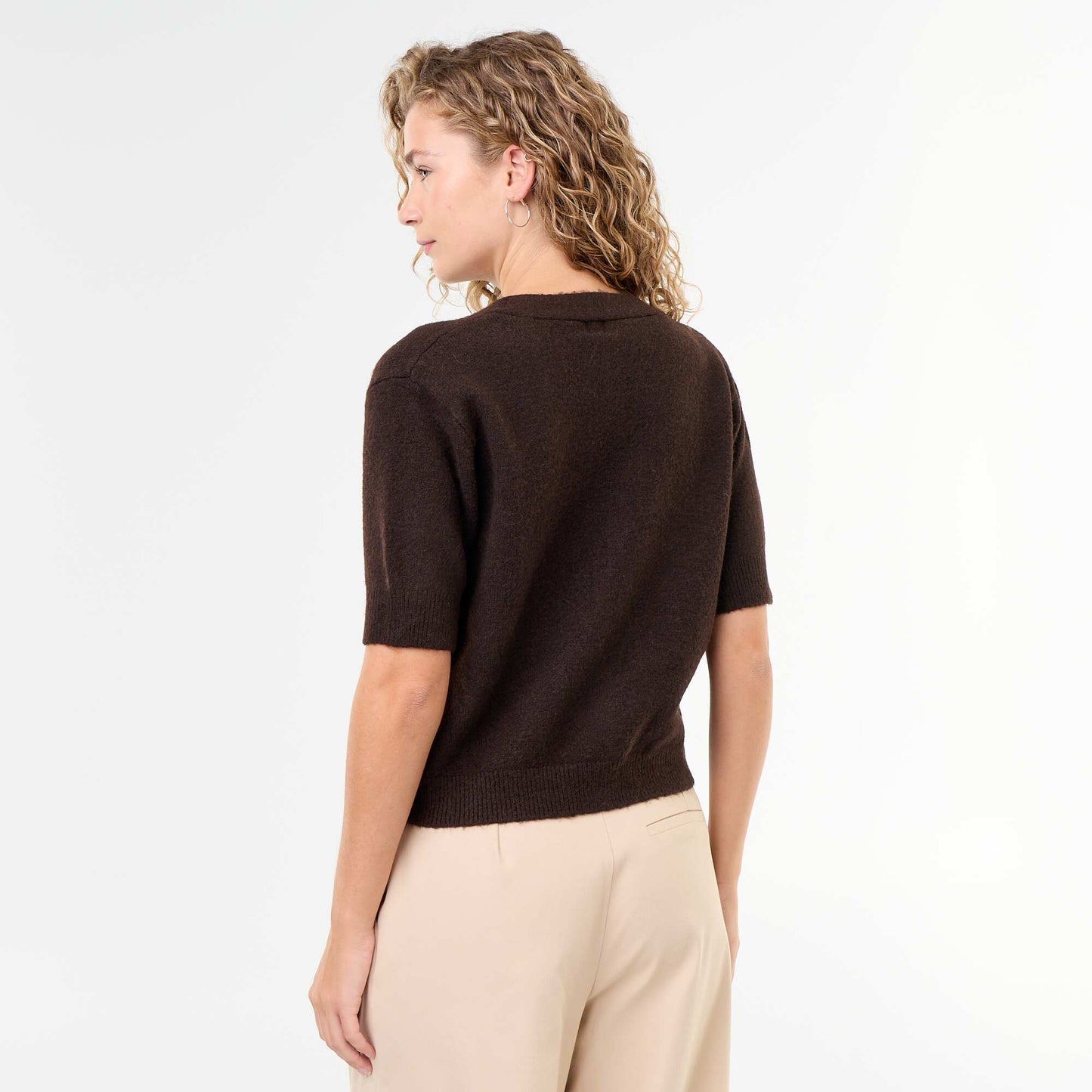 Sleeveless V-neck Vest BROWN