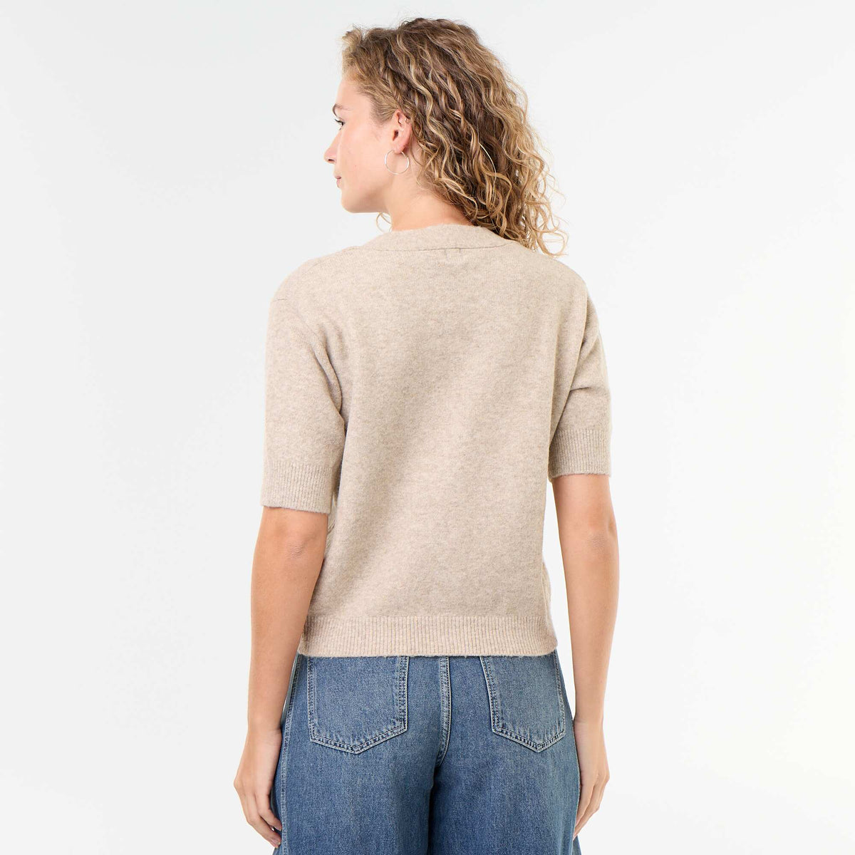 Sleeveless V-neck Vest BEIGE