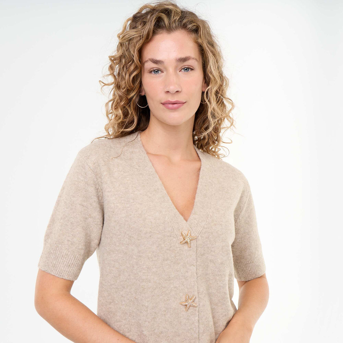 Sleeveless V-neck Vest BEIGE