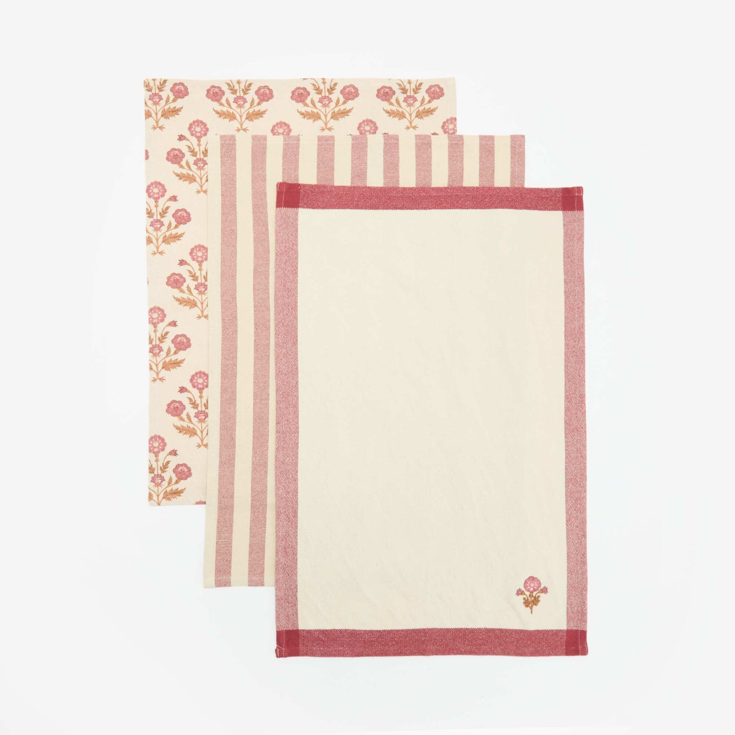 Set of 3 Tea Towels PINK