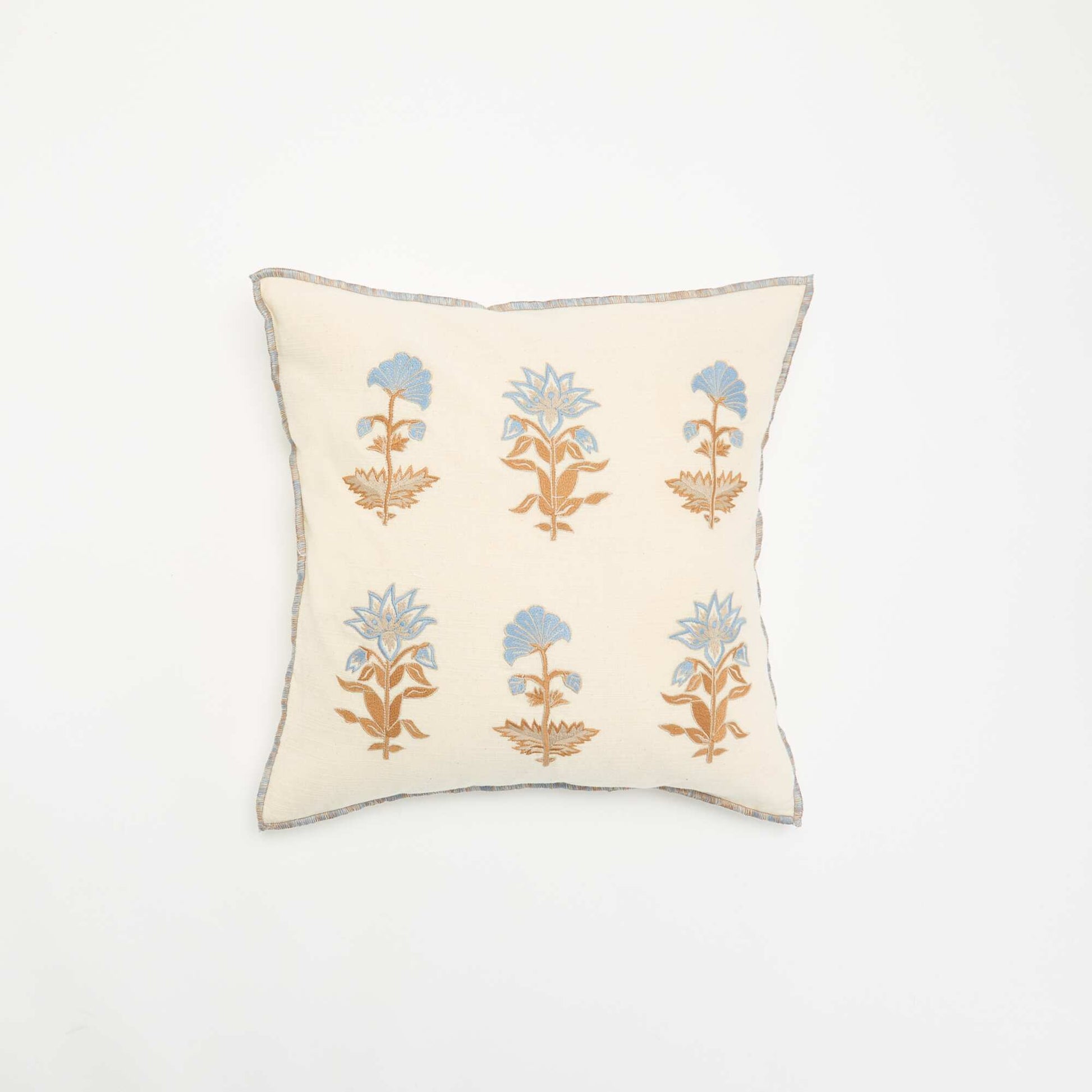 Embroidered Floral Cushion Cover BEIGE