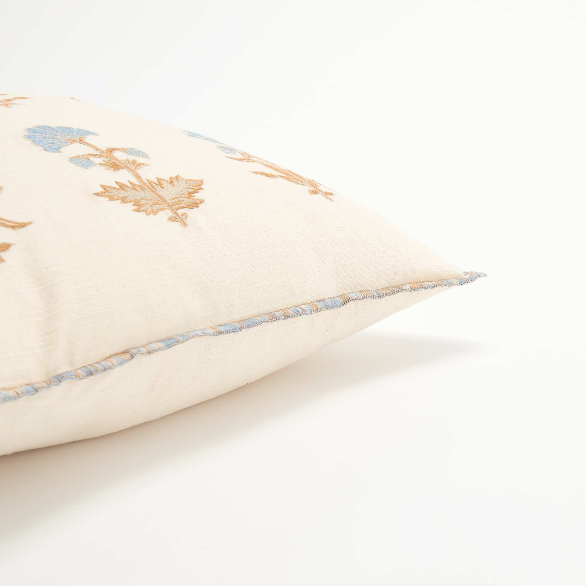 Embroidered Floral Cushion Cover BEIGE
