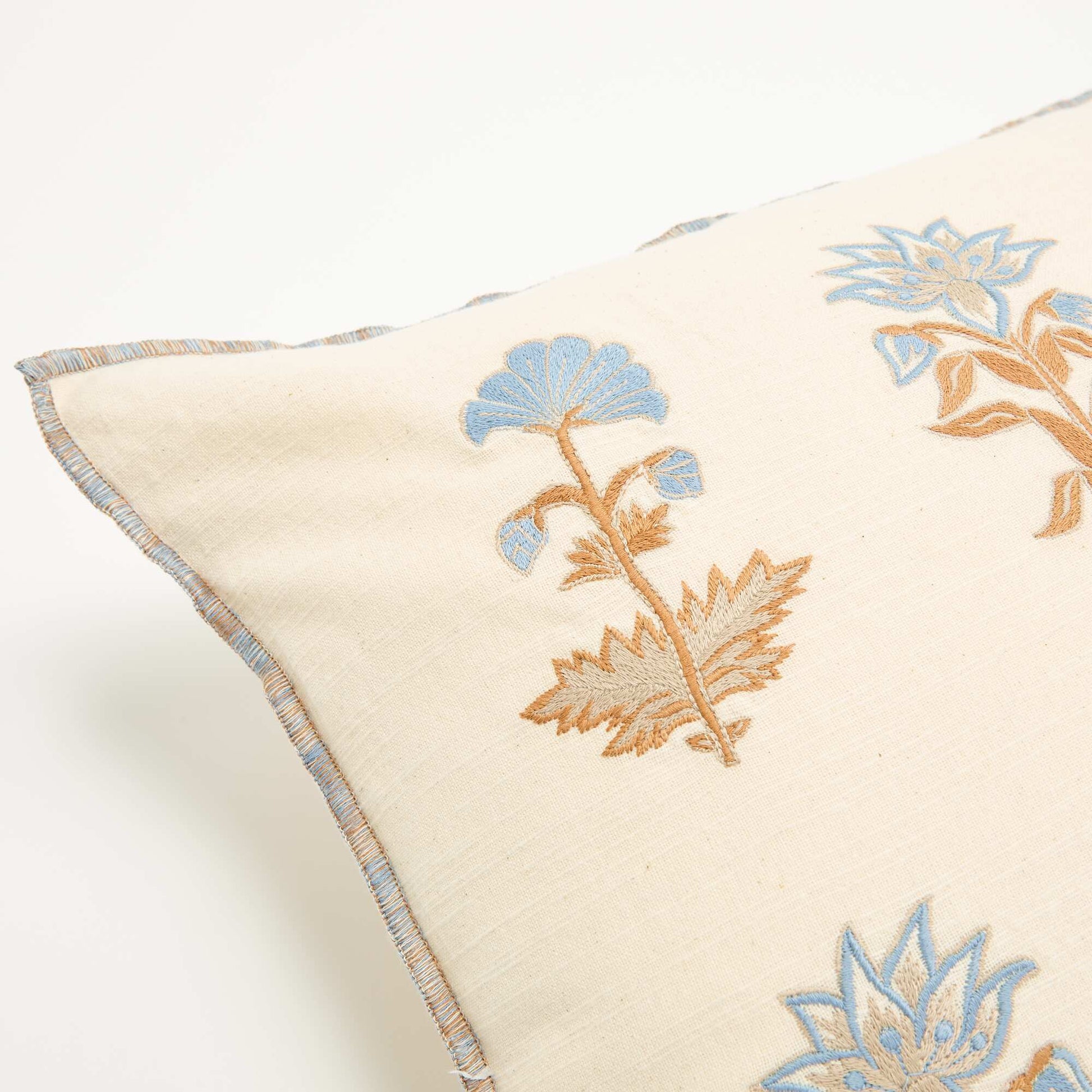Embroidered Floral Cushion Cover BEIGE