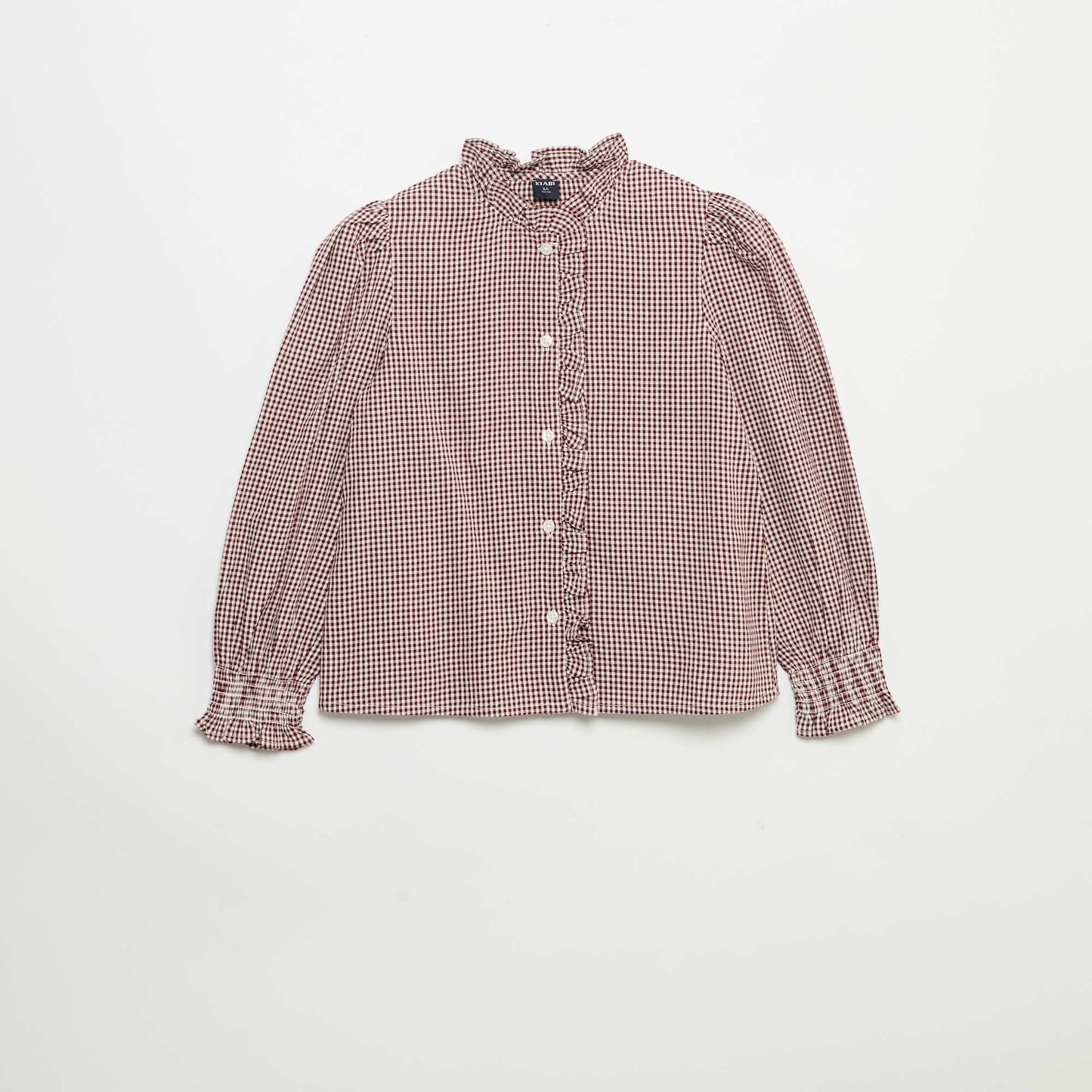 Gingham blouse with ruffles RED