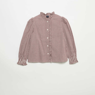 Gingham blouse with ruffles RED