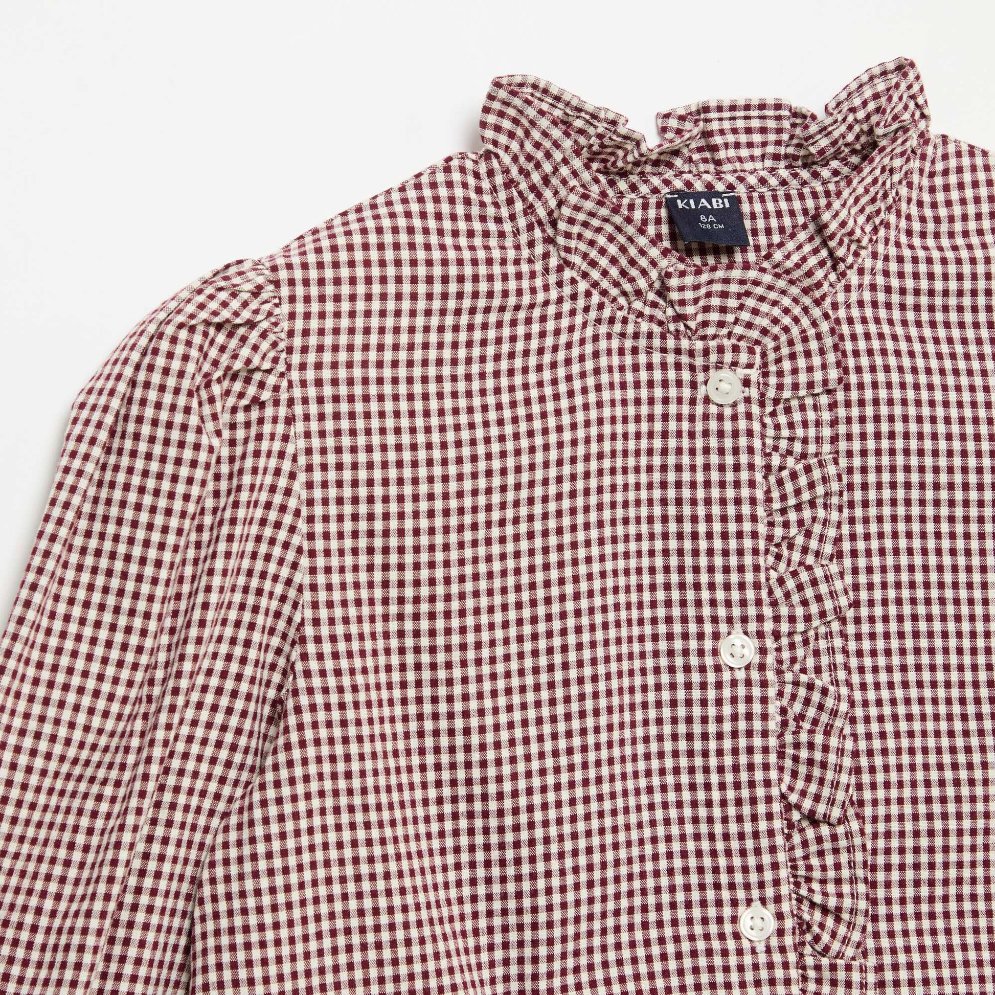 Gingham blouse with ruffles RED