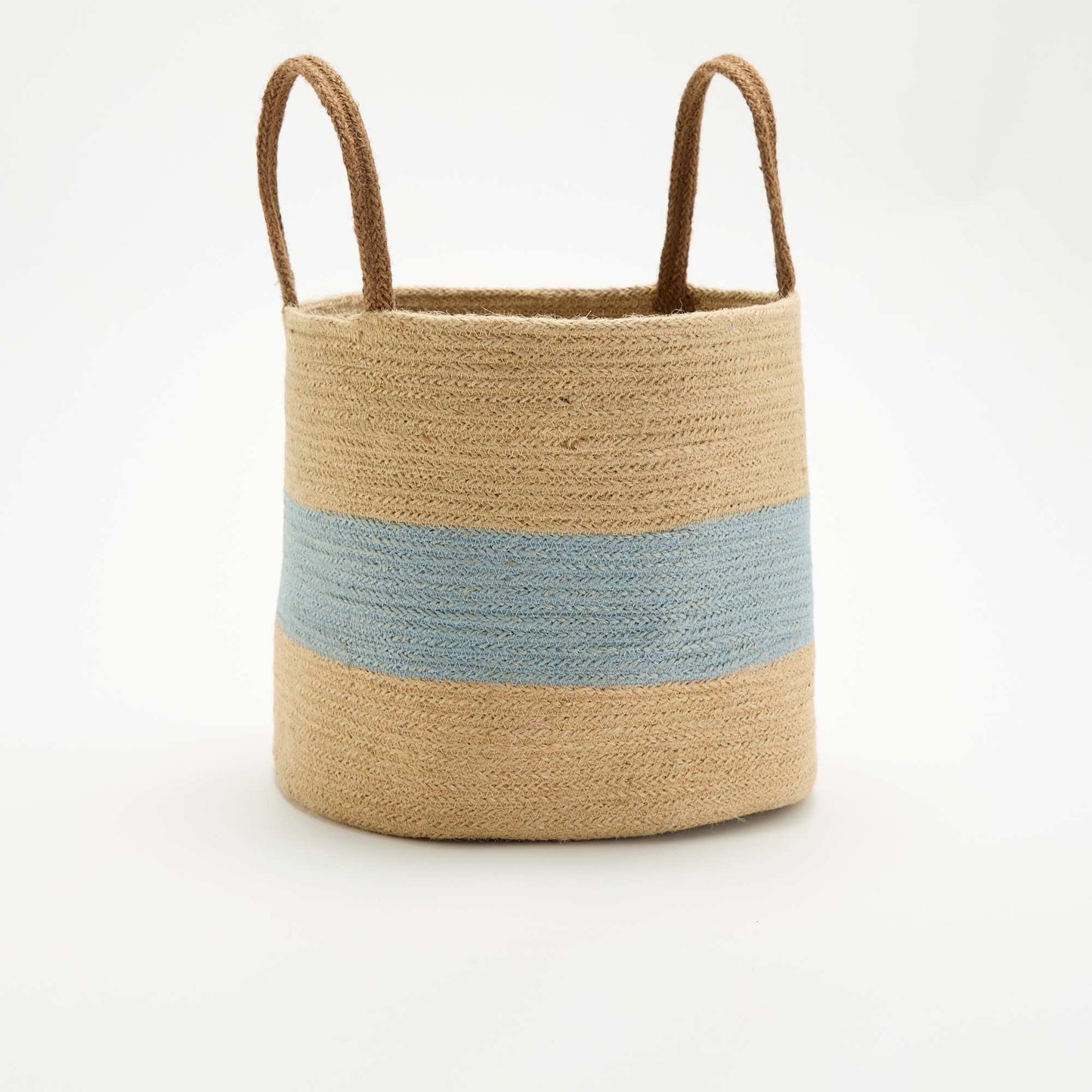 Jute basket with carrying handles BLUE