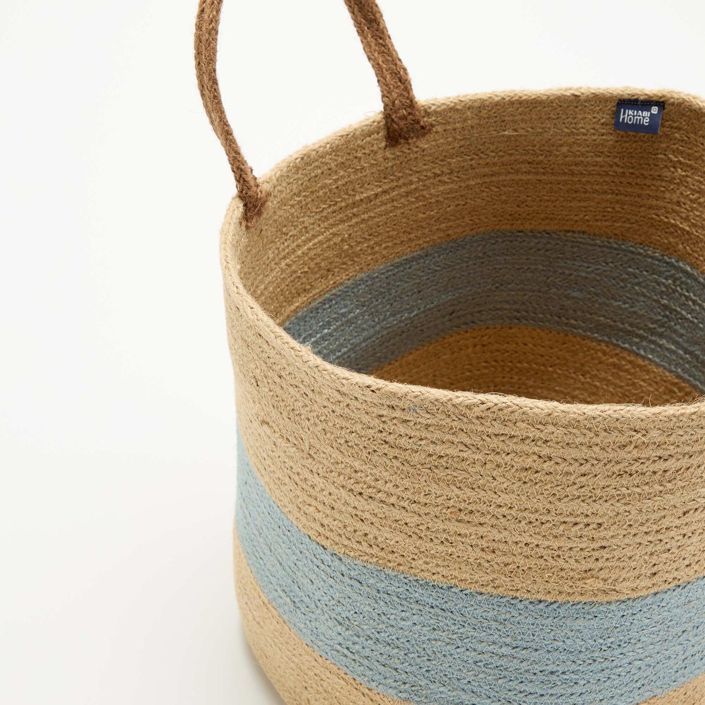 Jute basket with carrying handles BLUE