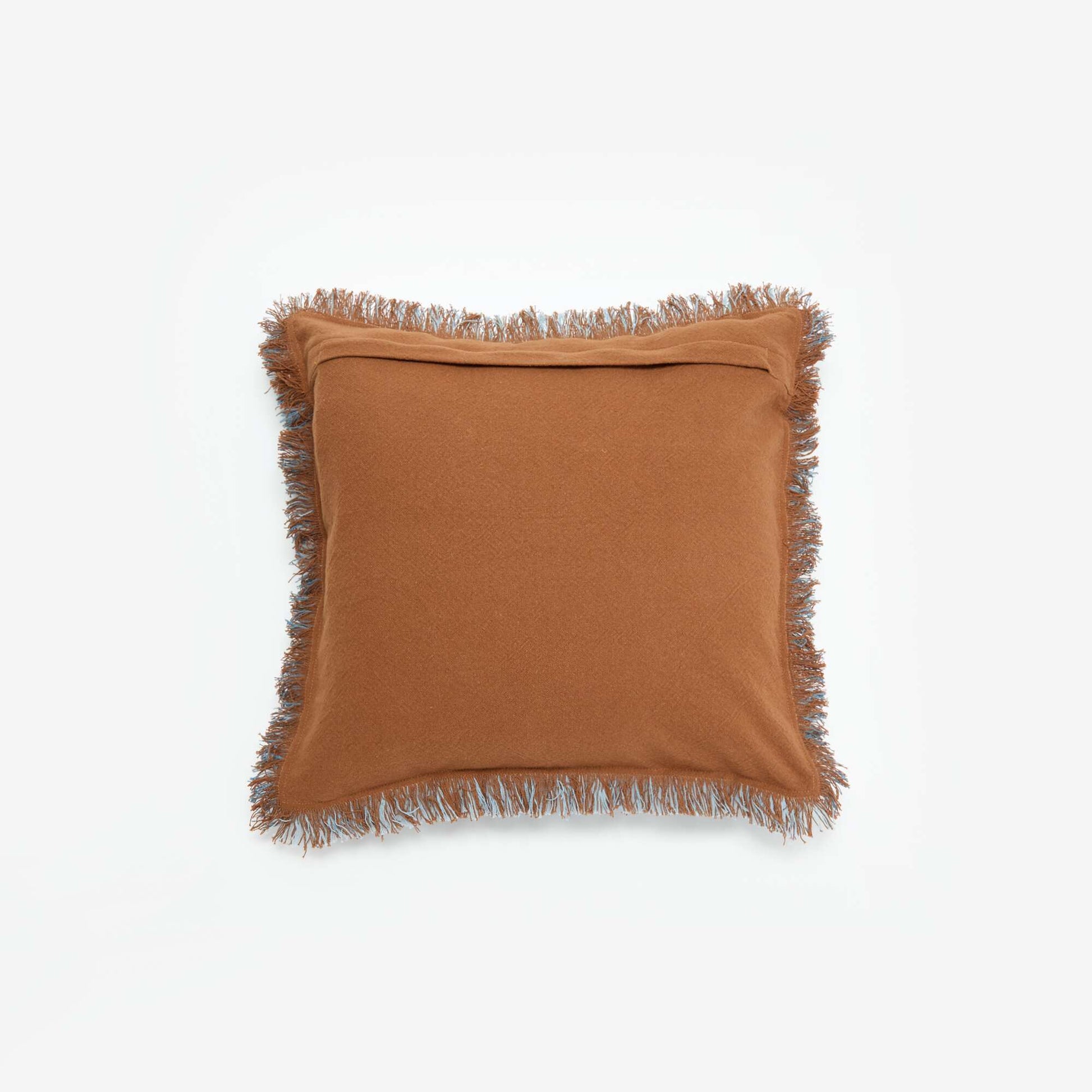 Square cushion cover with fringes 45 x 45 cm BROWN