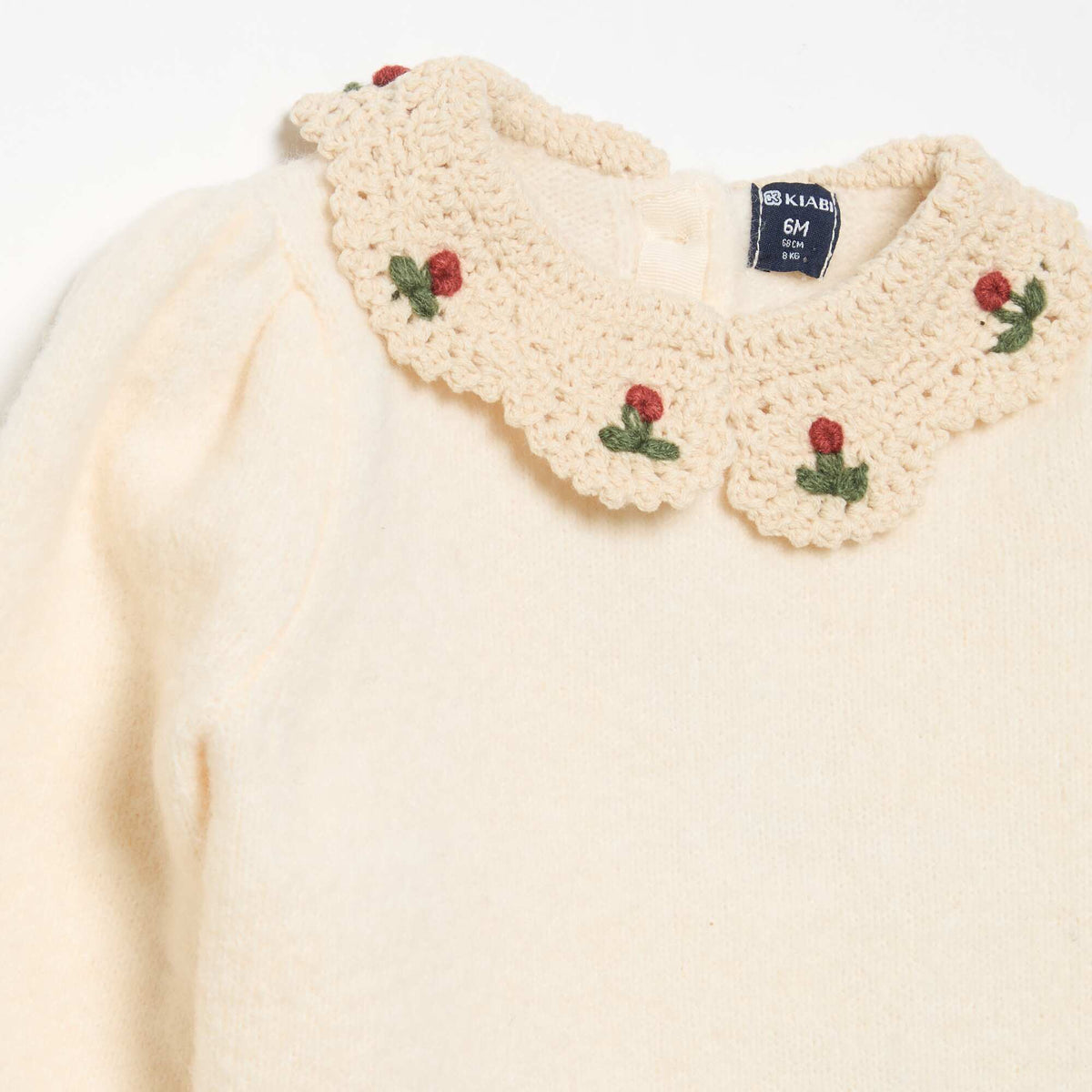 Sweater with embroidered collar WHITE