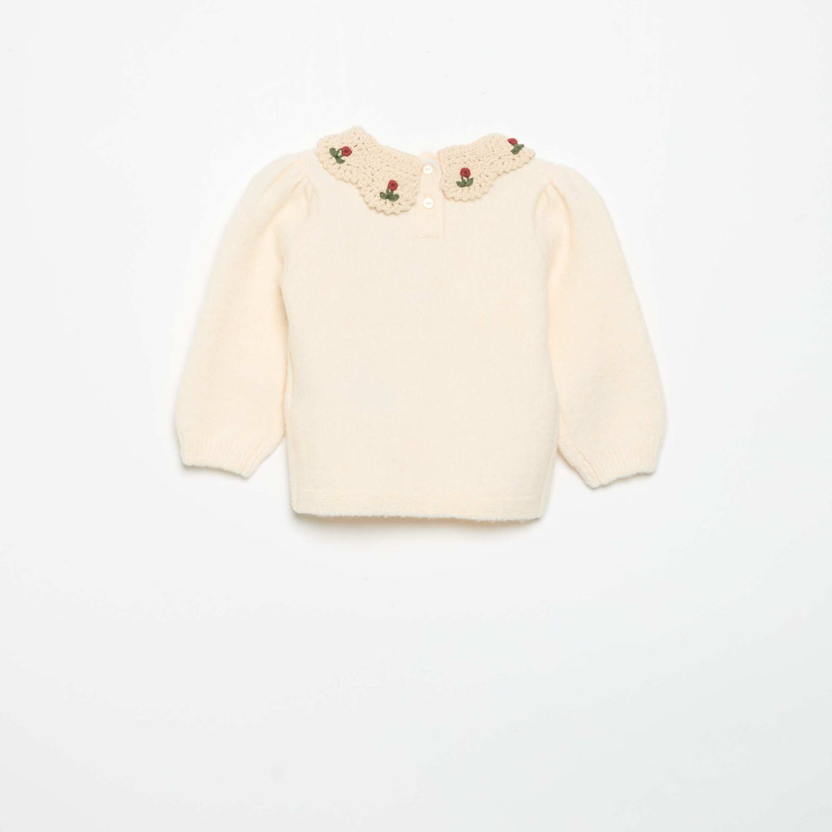 Sweater with embroidered collar WHITE