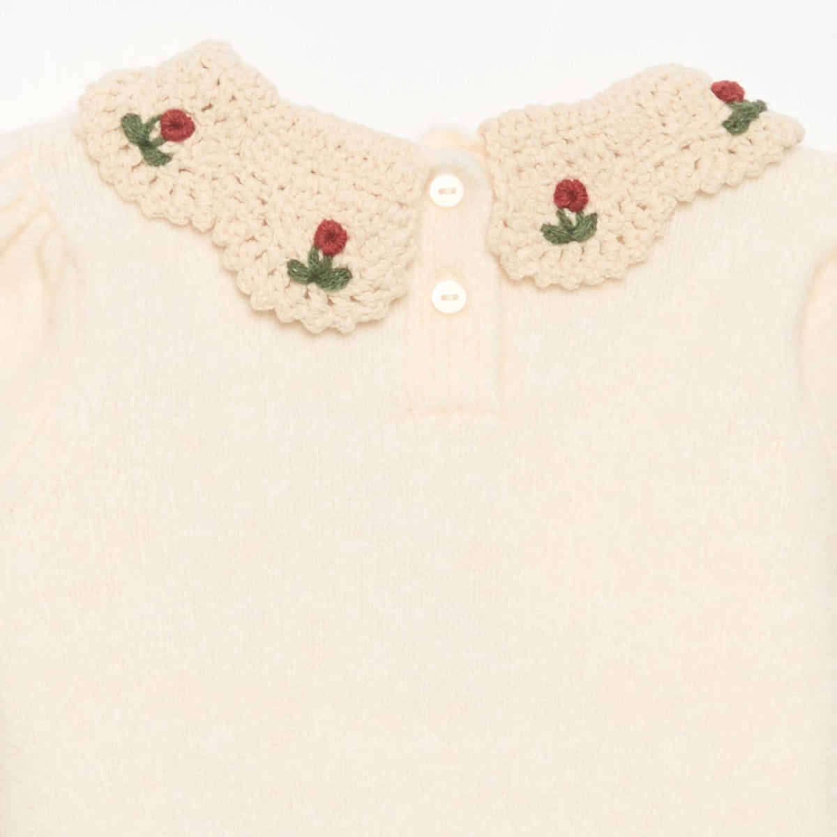 Sweater with embroidered collar WHITE