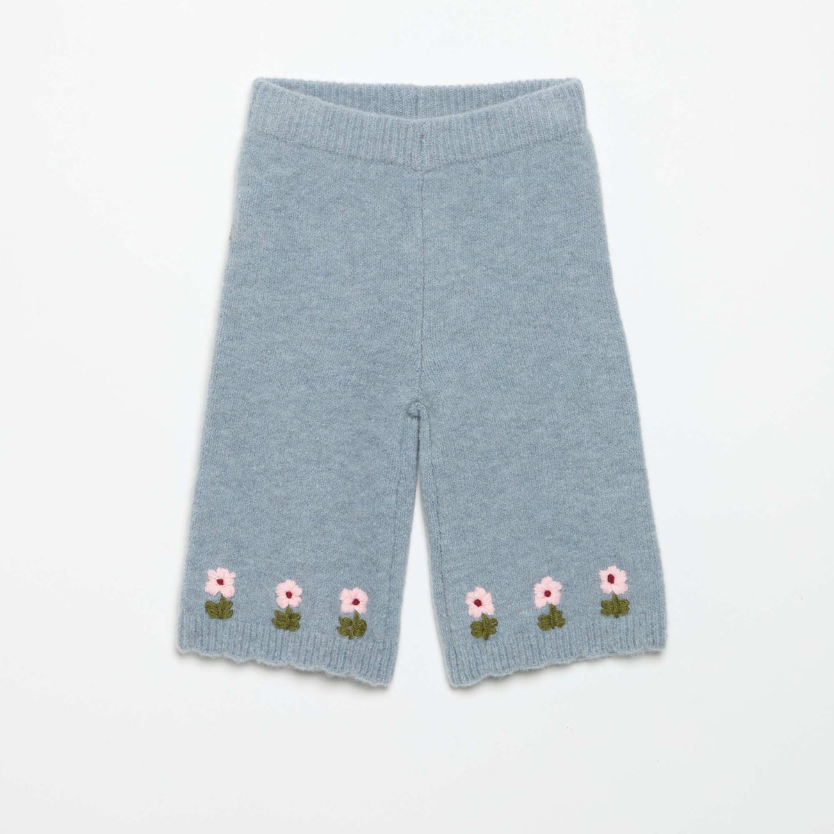 Knitted Pants with Embroidery BLUE