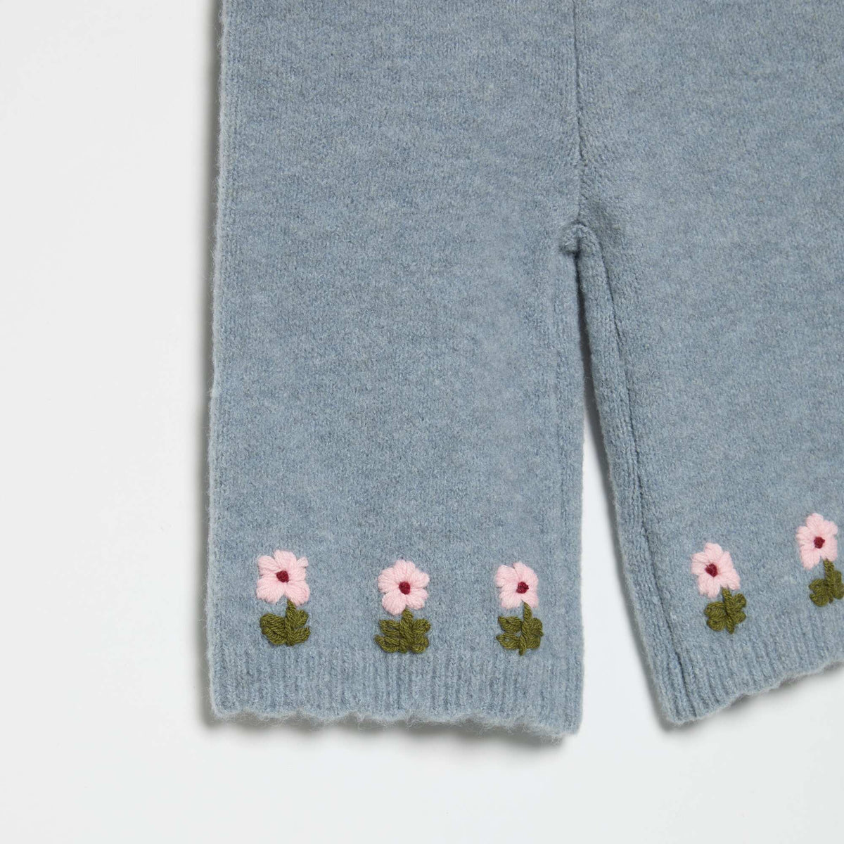 Knitted Pants with Embroidery BLUE