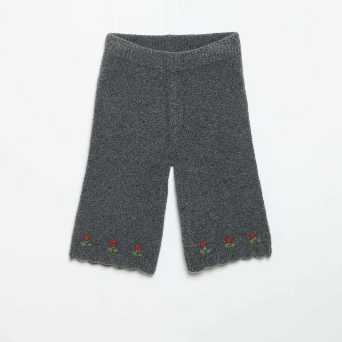Knitted Pants with Embroidery GREY