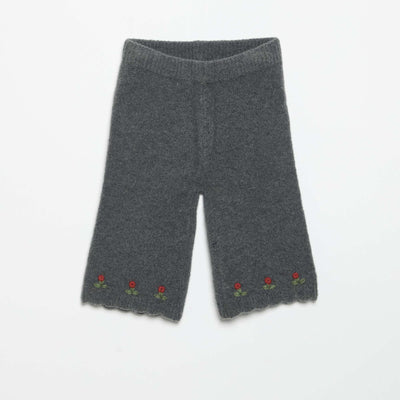 Knitted Pants with Embroidery GREY