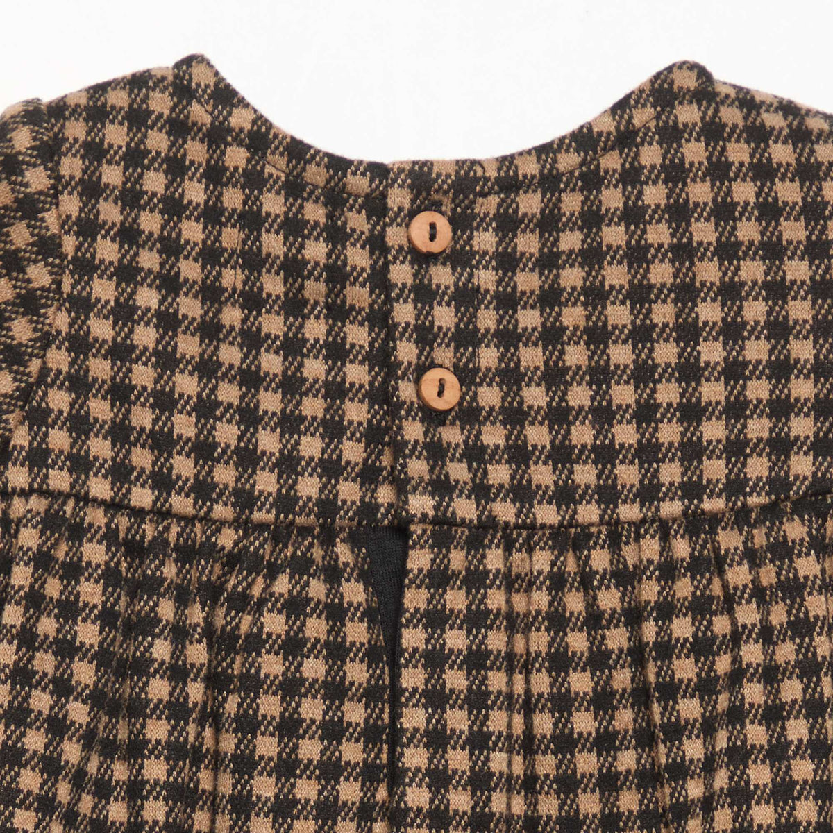 Checked long-sleeved dress BEIGE