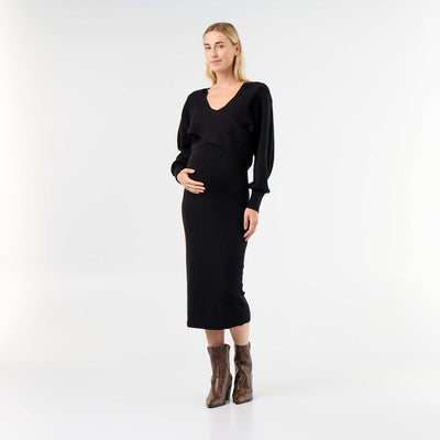 2-in-1 Maternity Sweater Dress BLACK