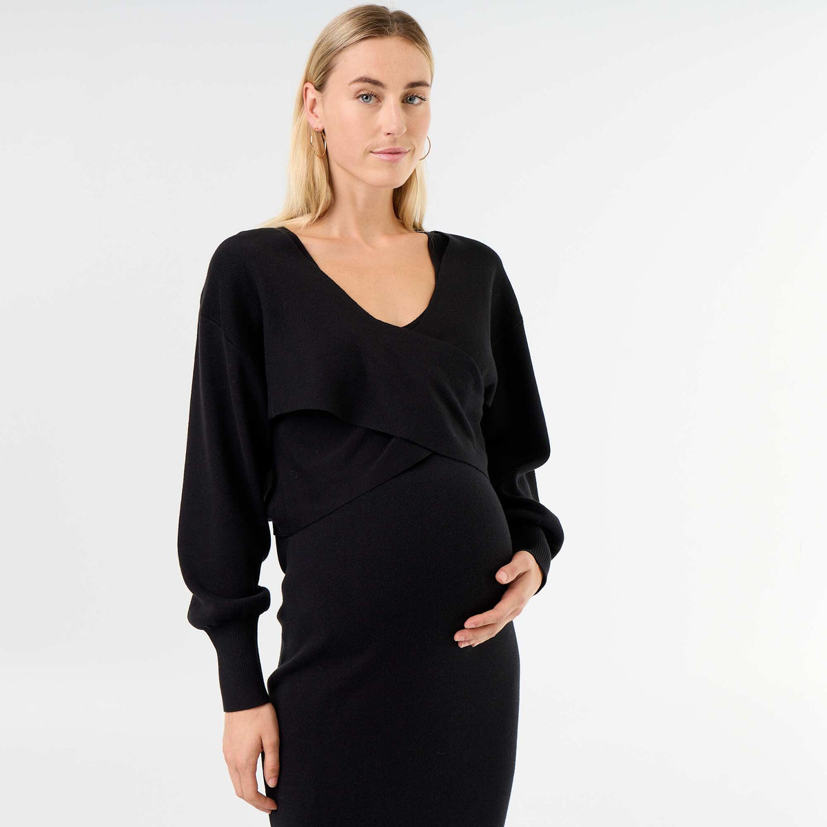 2-in-1 Maternity Sweater Dress BLACK