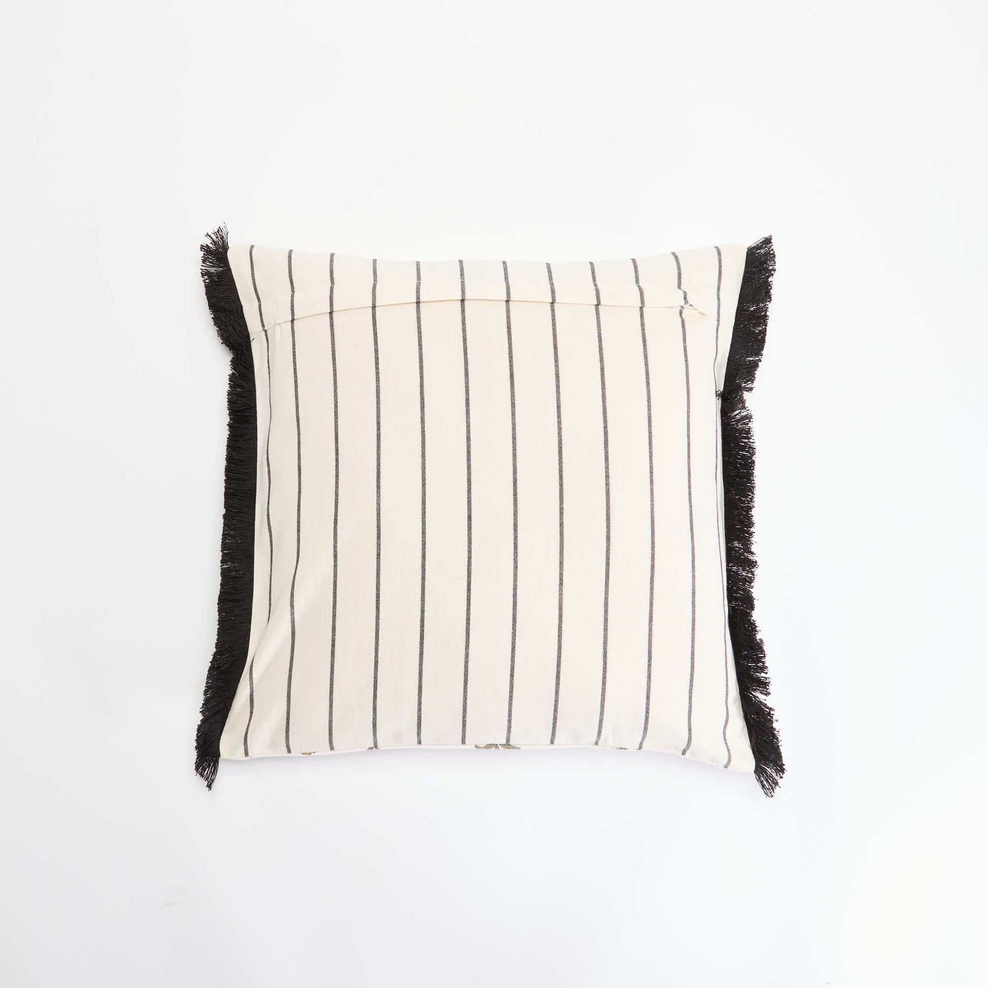 Printed cushion cover with fringes GREEN