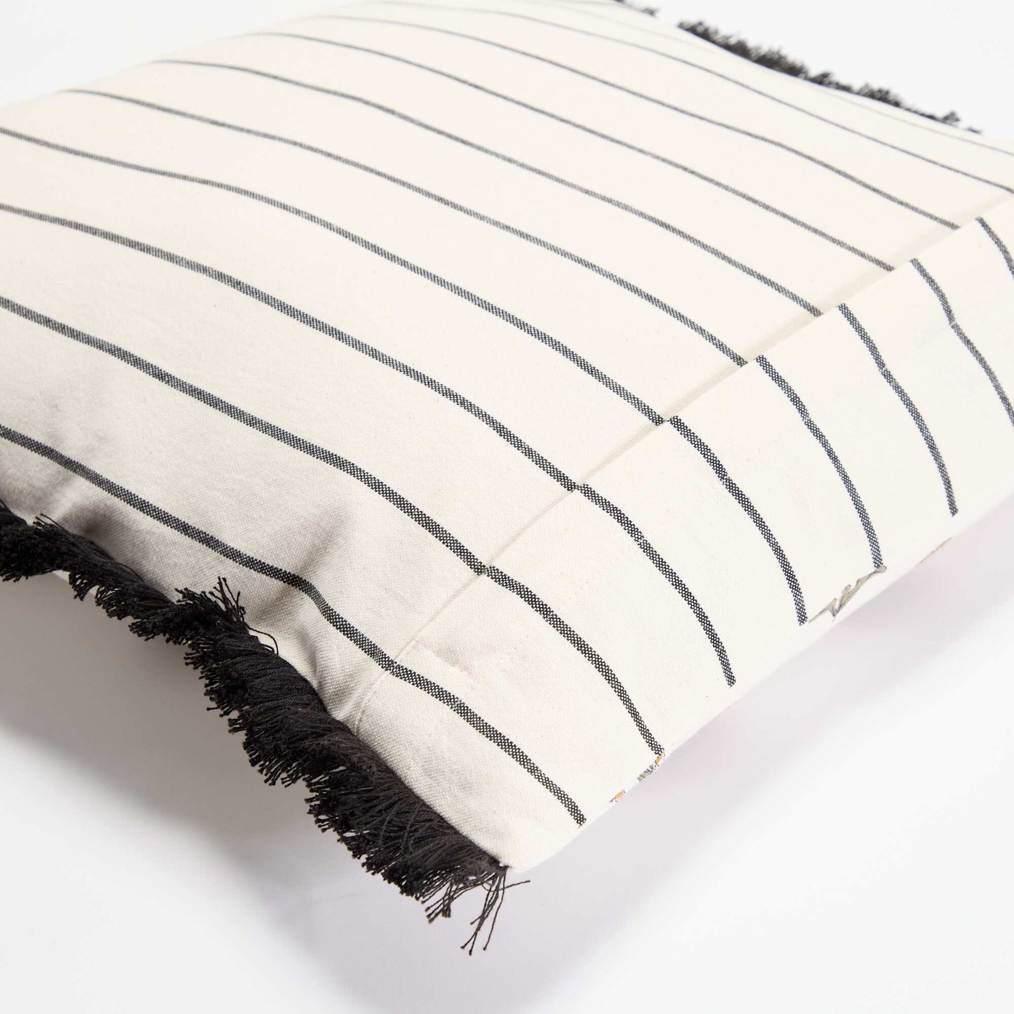 Printed cushion cover with fringes GREEN