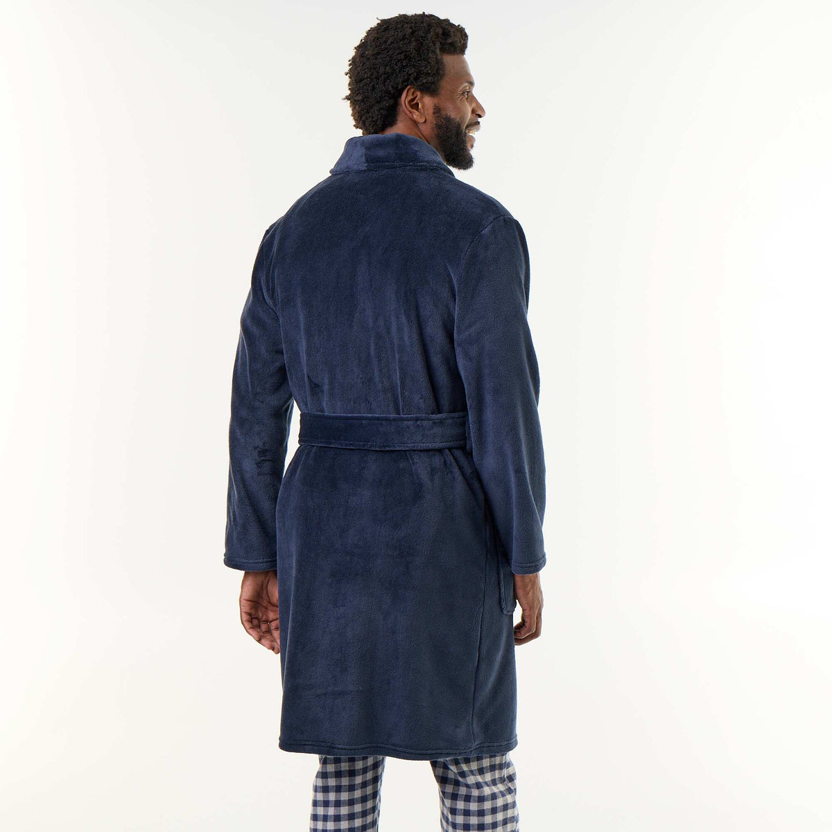 Fleece Bathrobe with Belt BLUE