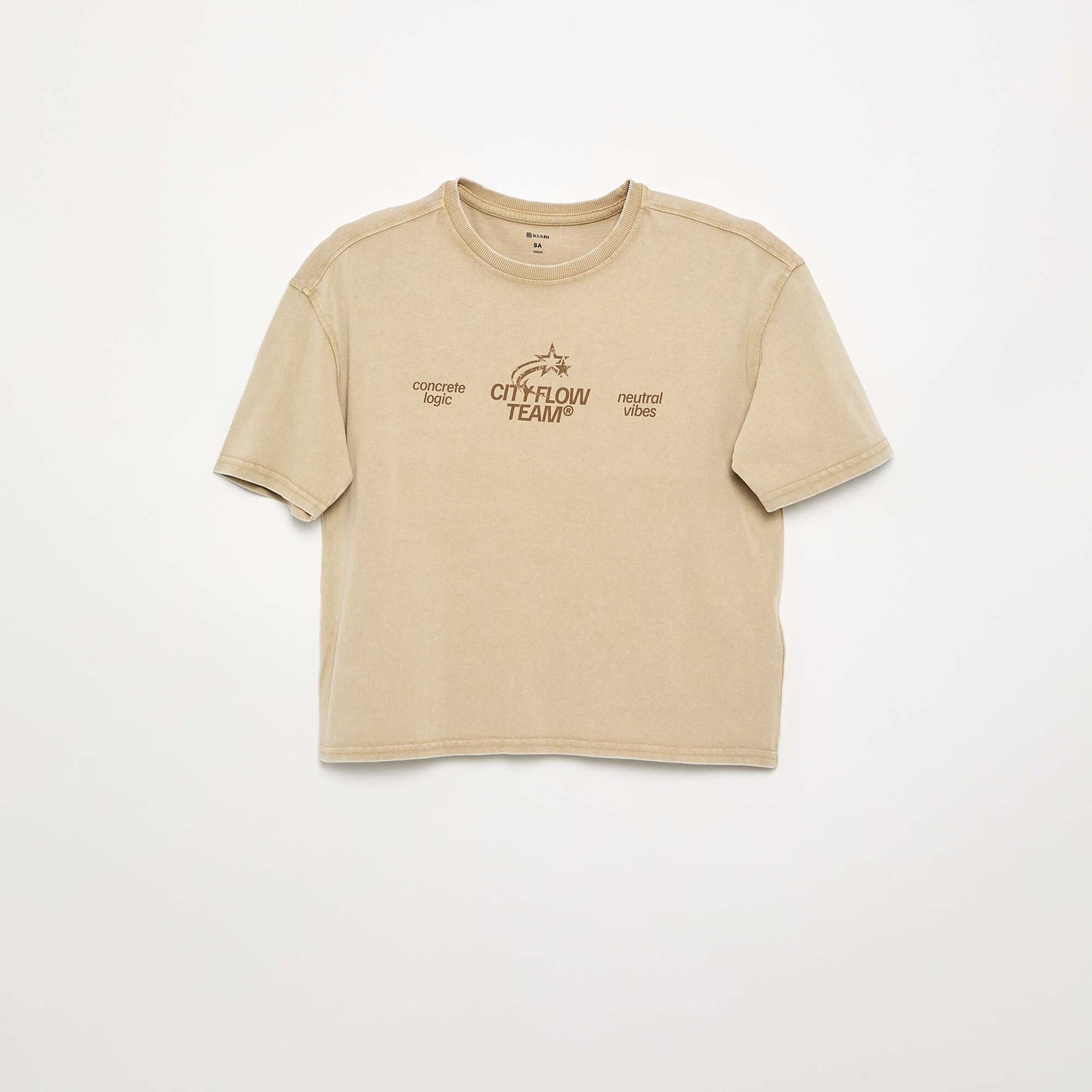 Printed Short-Sleeved T-shirt BEIGE