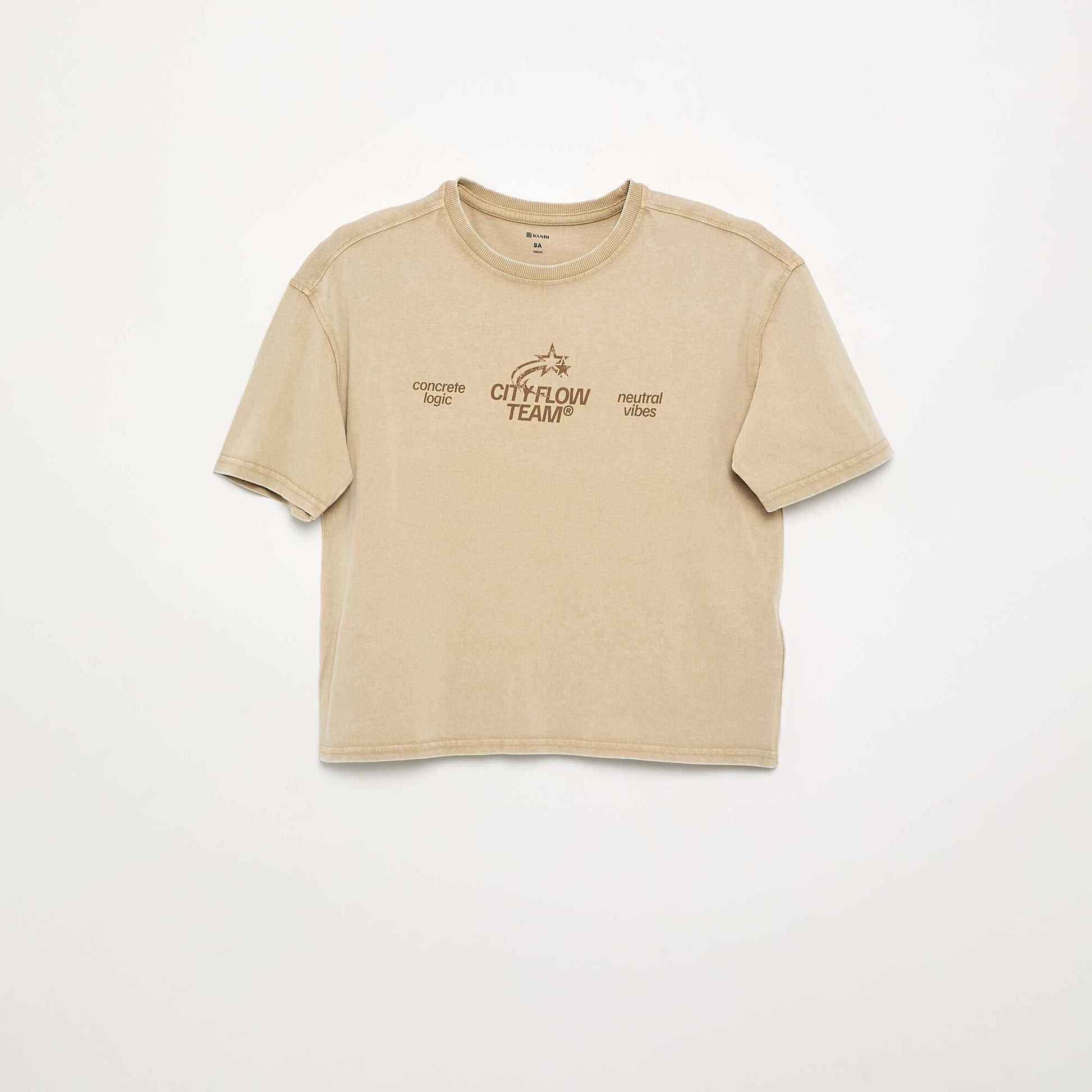 Printed Short-Sleeved T-shirt BEIGE