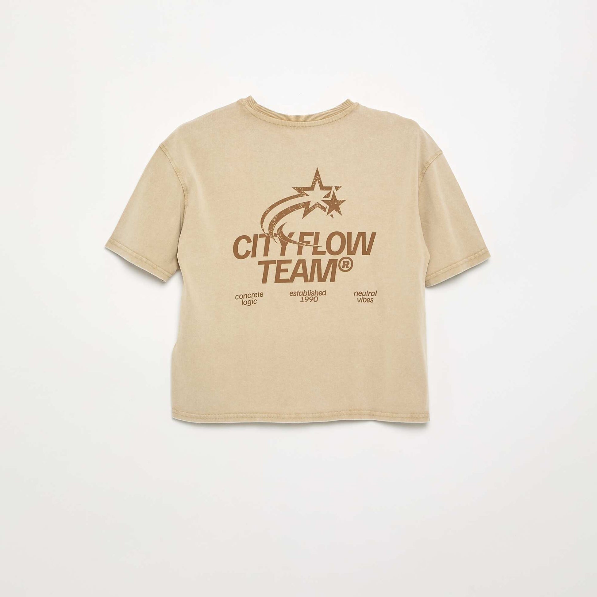 Printed Short-Sleeved T-shirt BEIGE