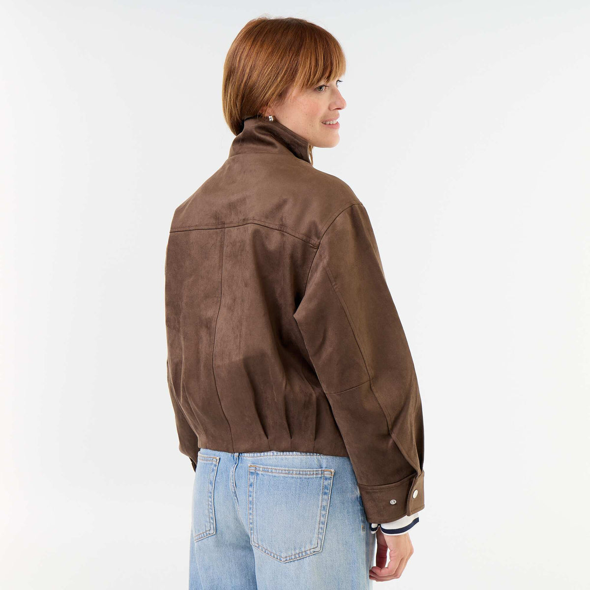 Zipped Suedette Jacket BROWN
