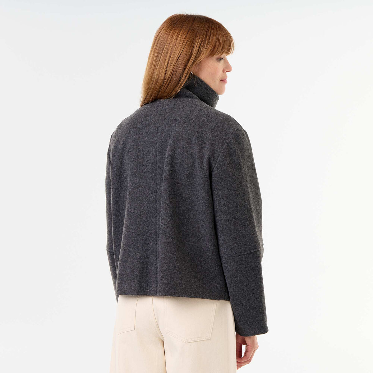 Wool-effect short coat GREY