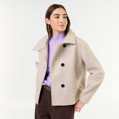 Wool-effect short coat BEIGE