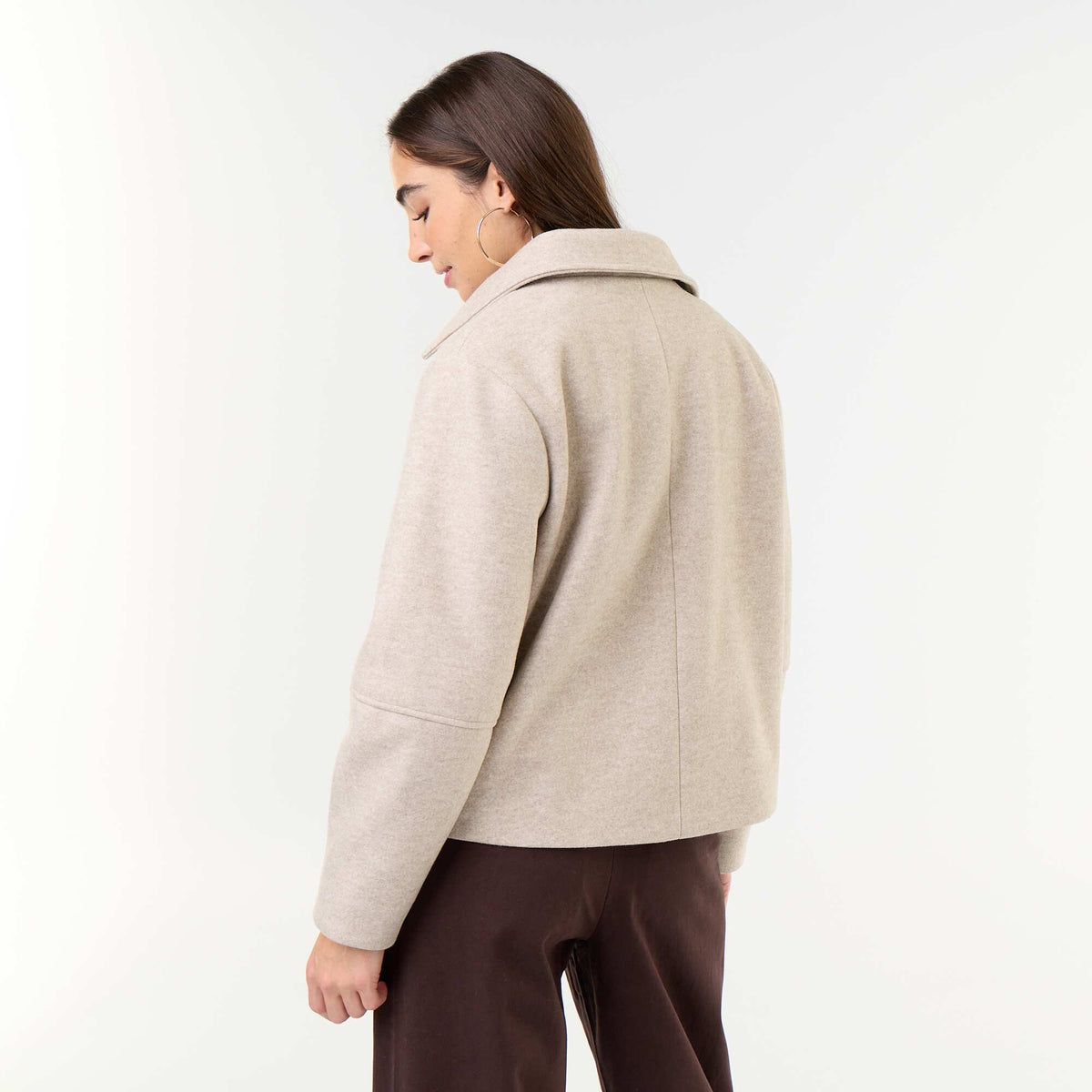 Wool-effect short coat BEIGE