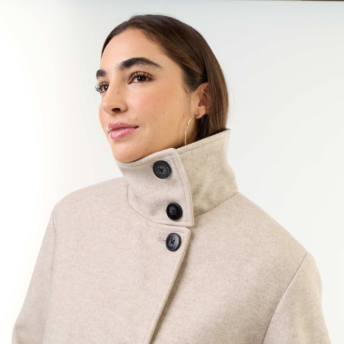 Wool-effect short coat BEIGE