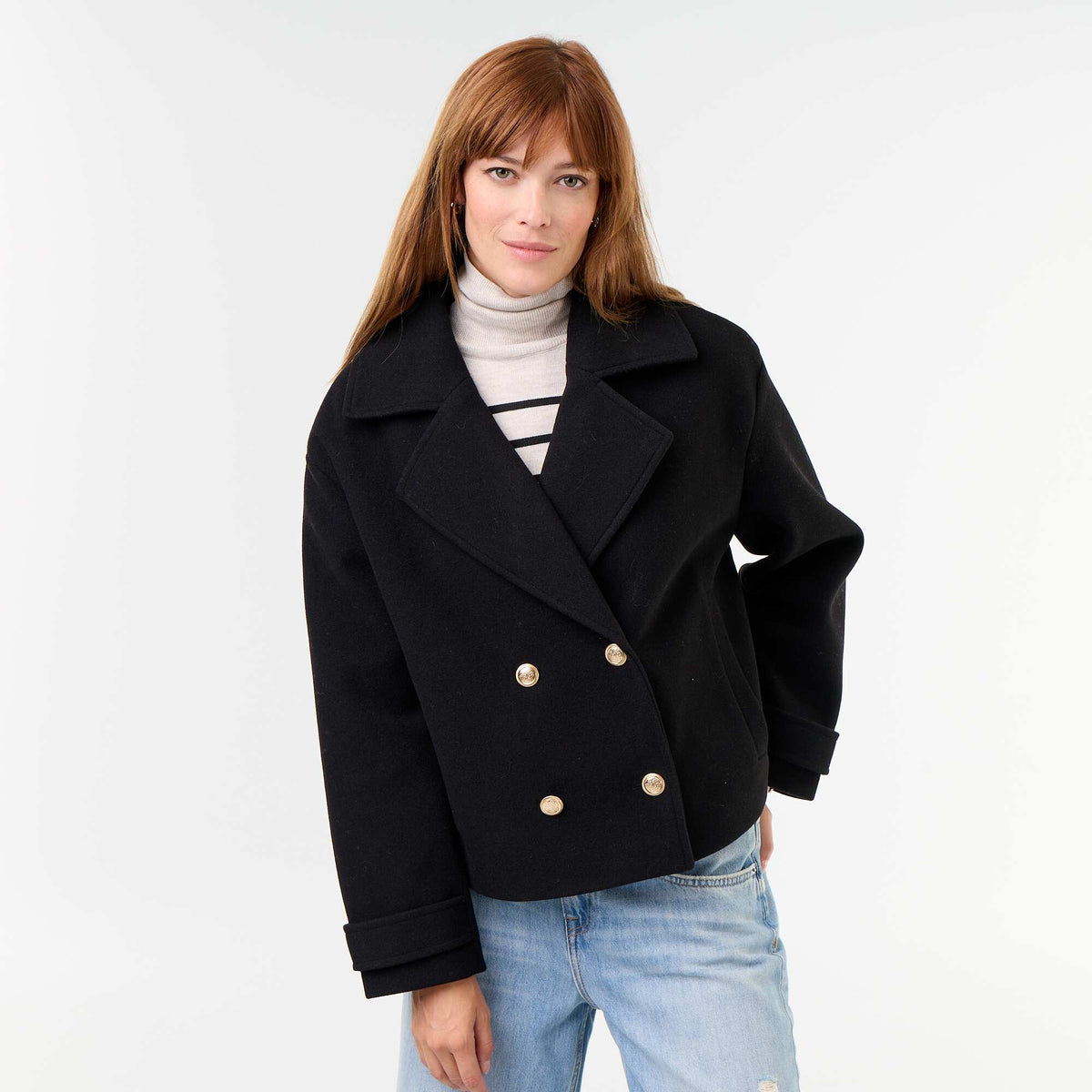 Double-breasted short coat BLACK