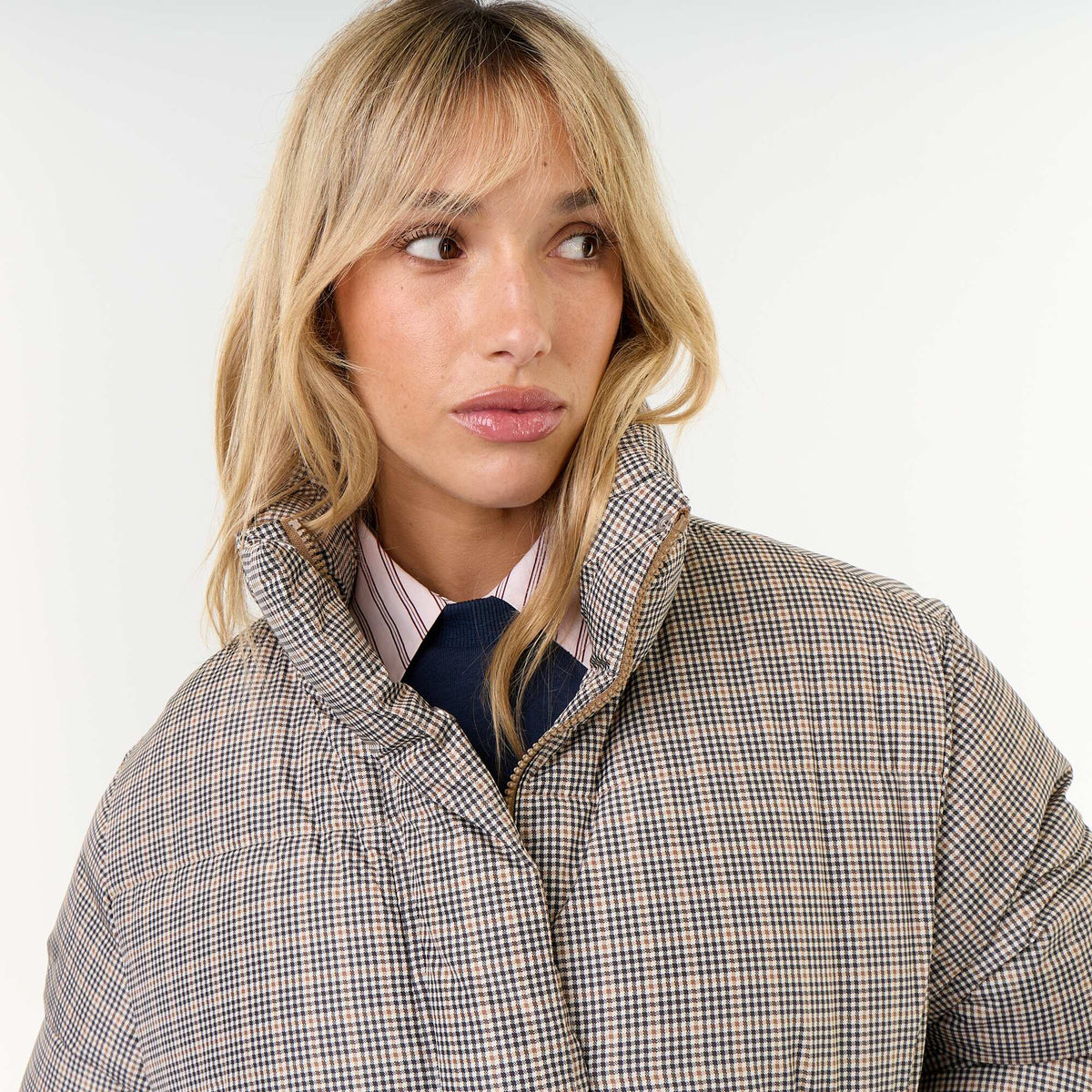 High-neck quilted puffer jacket GREY