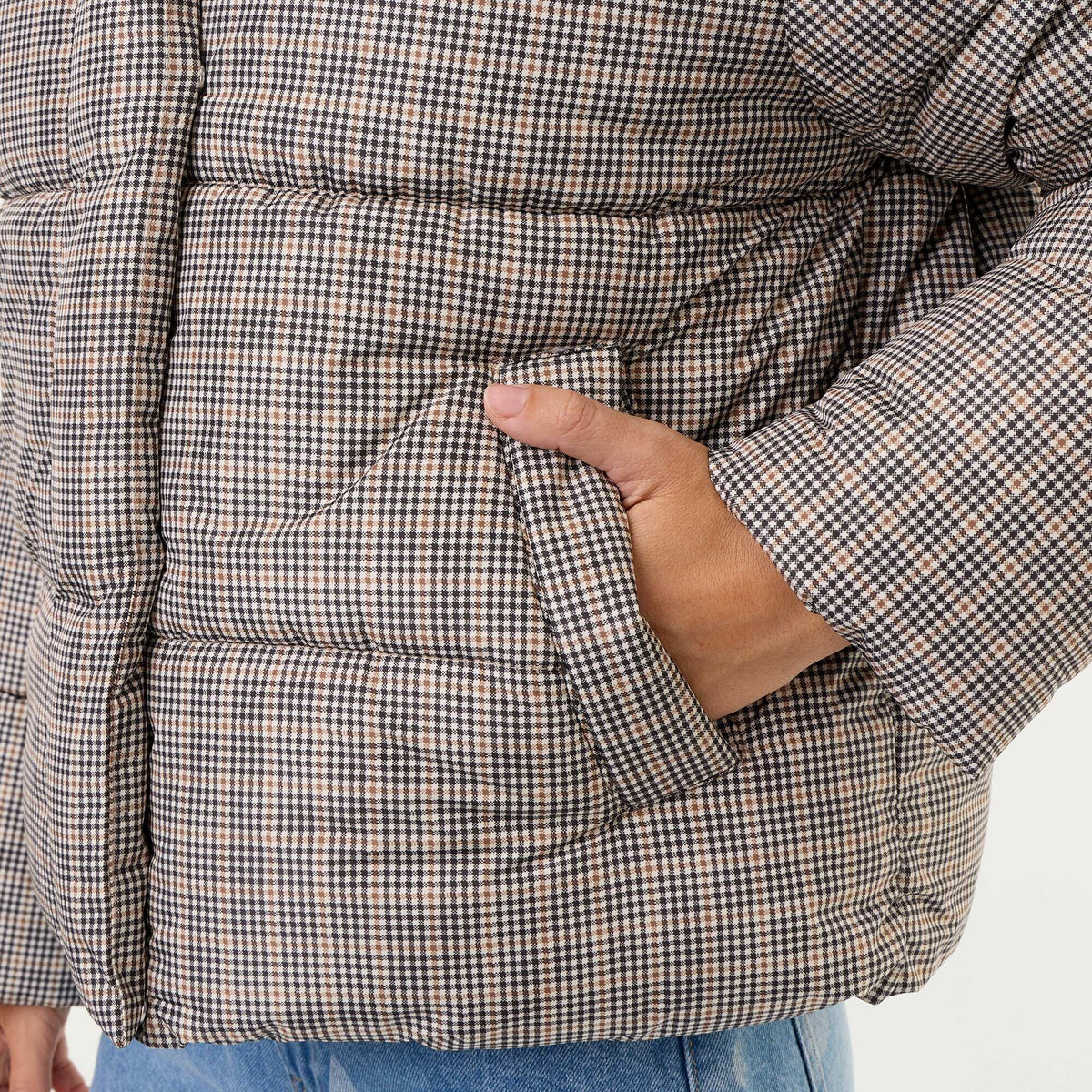 High-neck quilted puffer jacket GREY